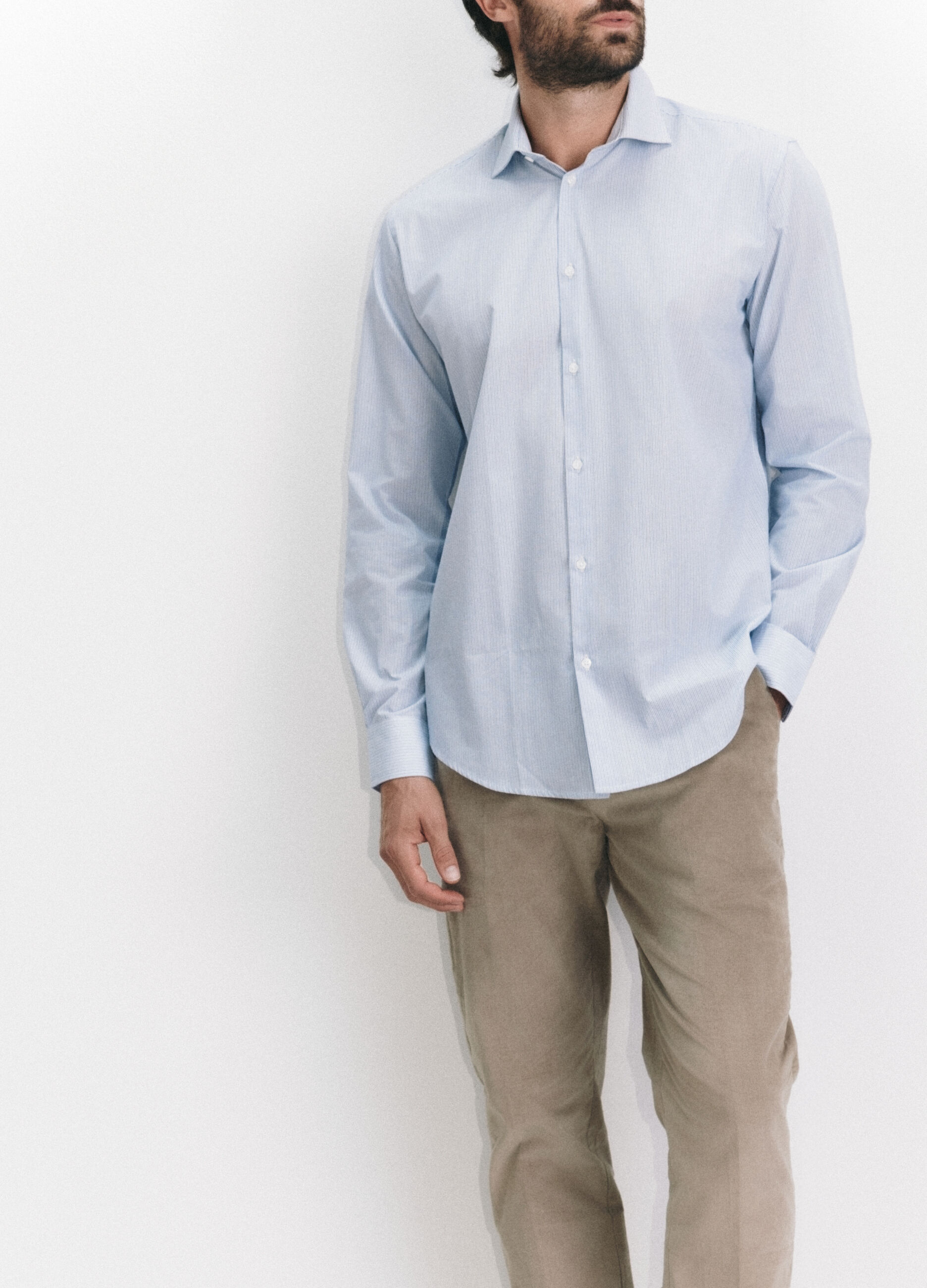 Camicia regular fit in tessuto a righe uomo_1