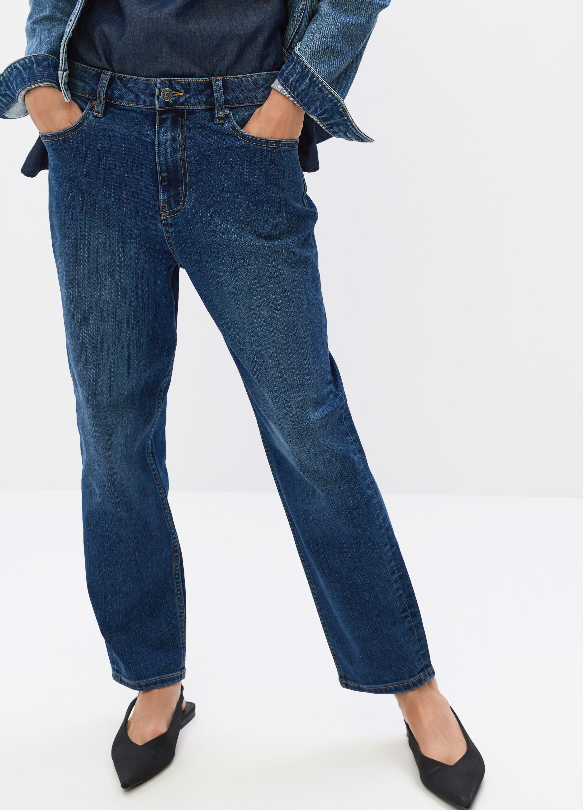 Pantaloni Fit Regular in denim stretch donna_2