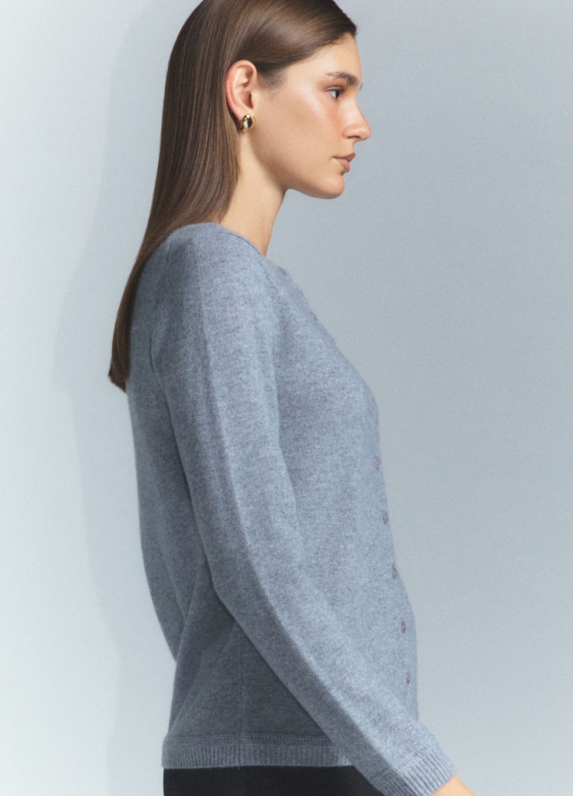 Cardigan girocollo in puro cashmere donna_3