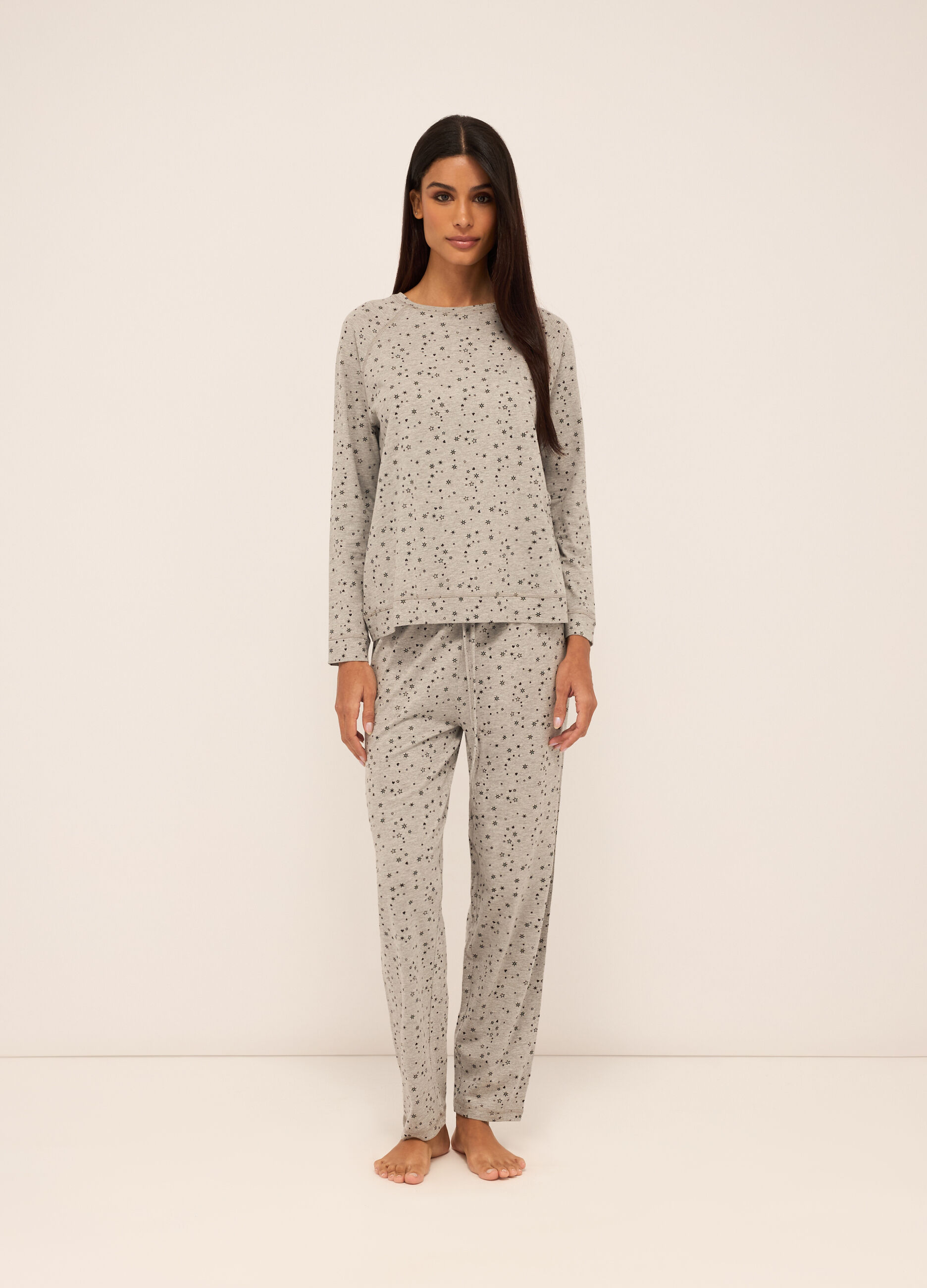 Top pigiama lungo in puro cotone donna_0