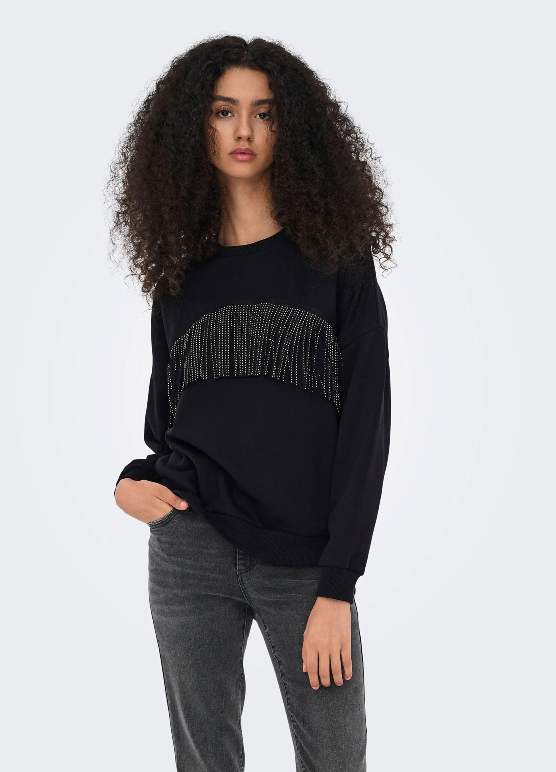 Felpa con frange donna_0