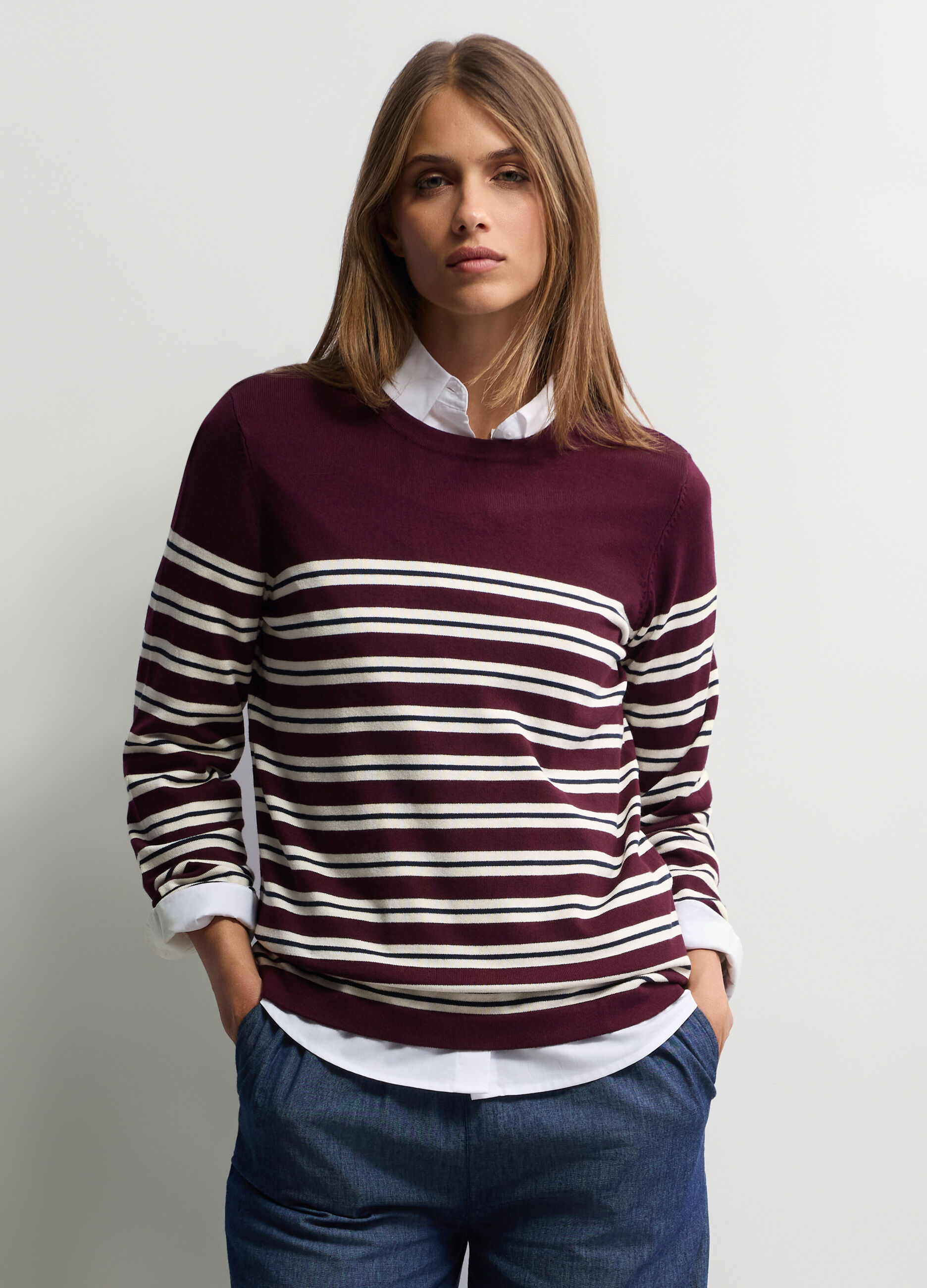 Maglia girocollo in costina donna_0