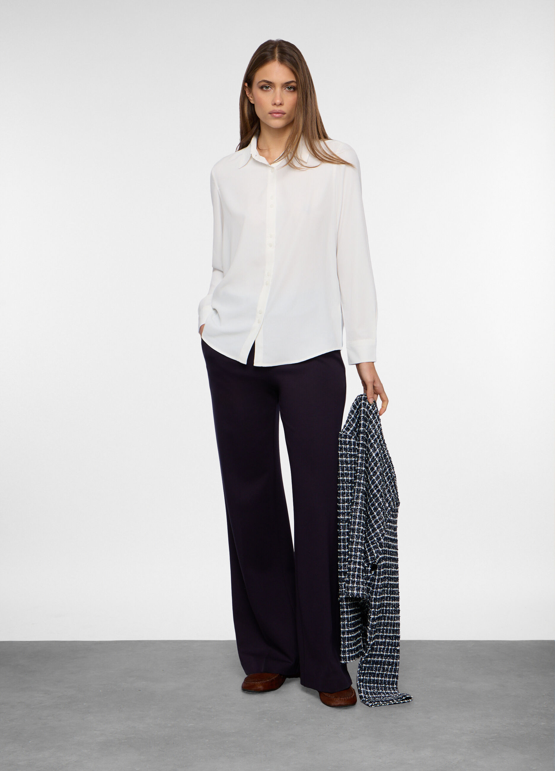 Pantaloni misto viscosa stretch donna_0