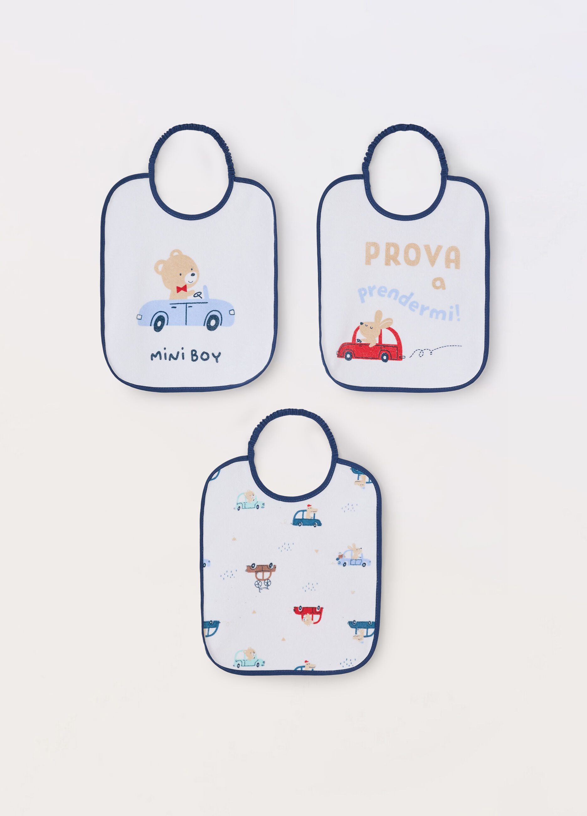 Pack 3 bavaglini in spugna di misto cotone