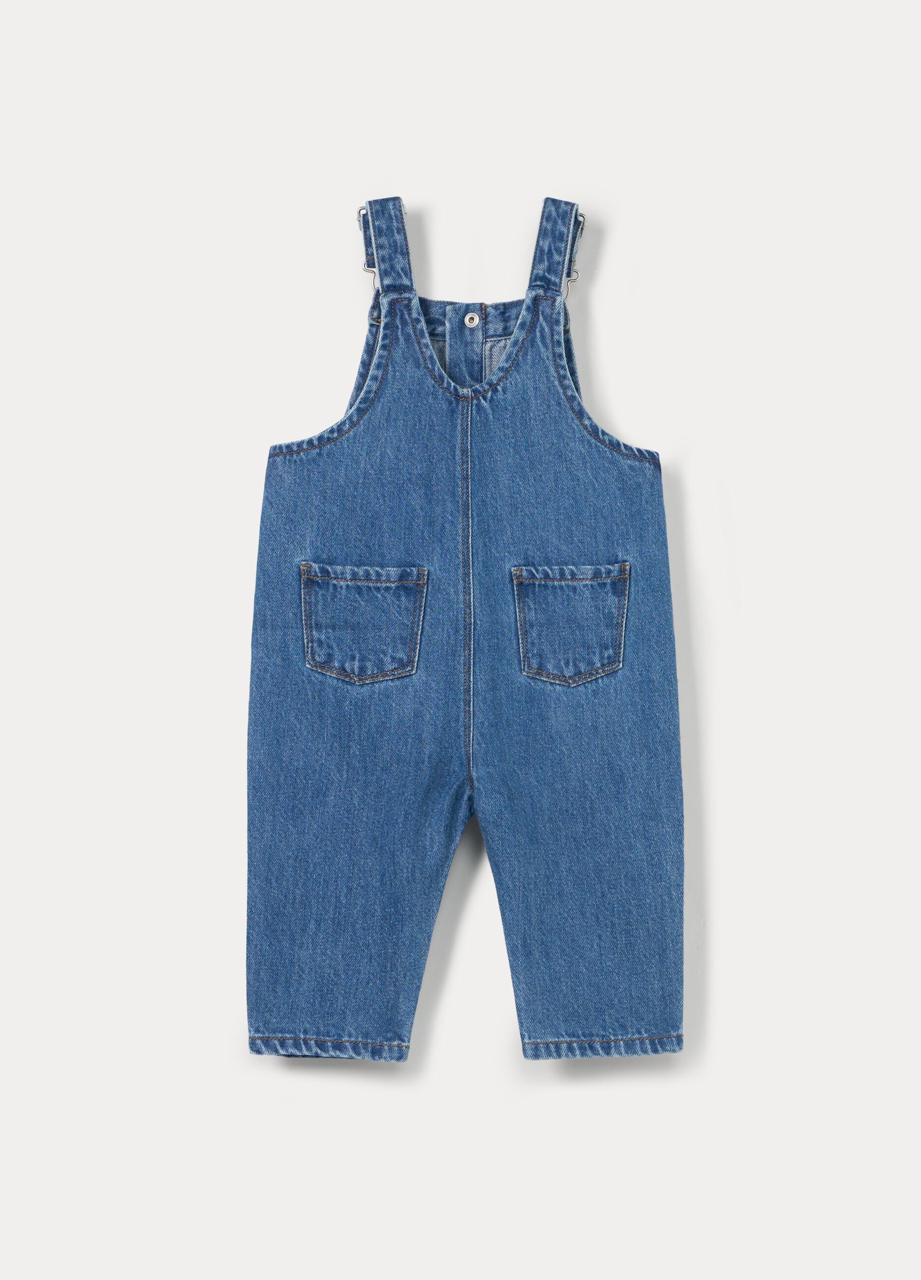 Salopette in denim di cotone misto viscosa bimba_1