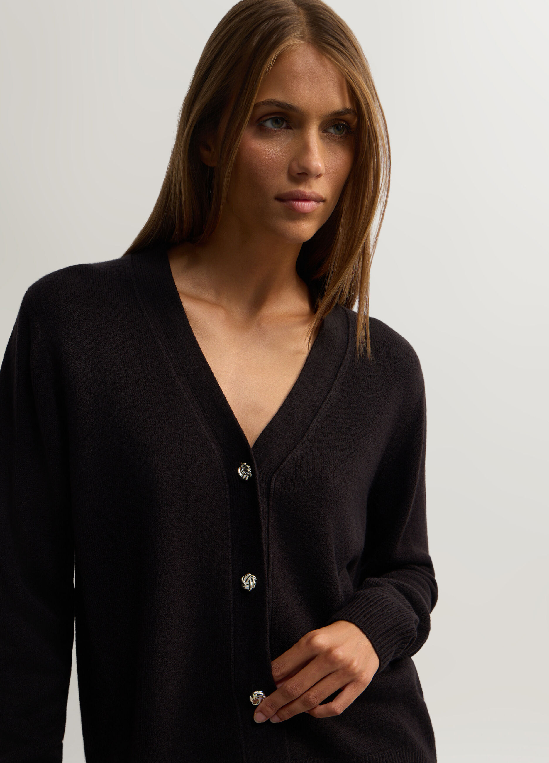 Cardigan con scollo a V Fit over donna_2