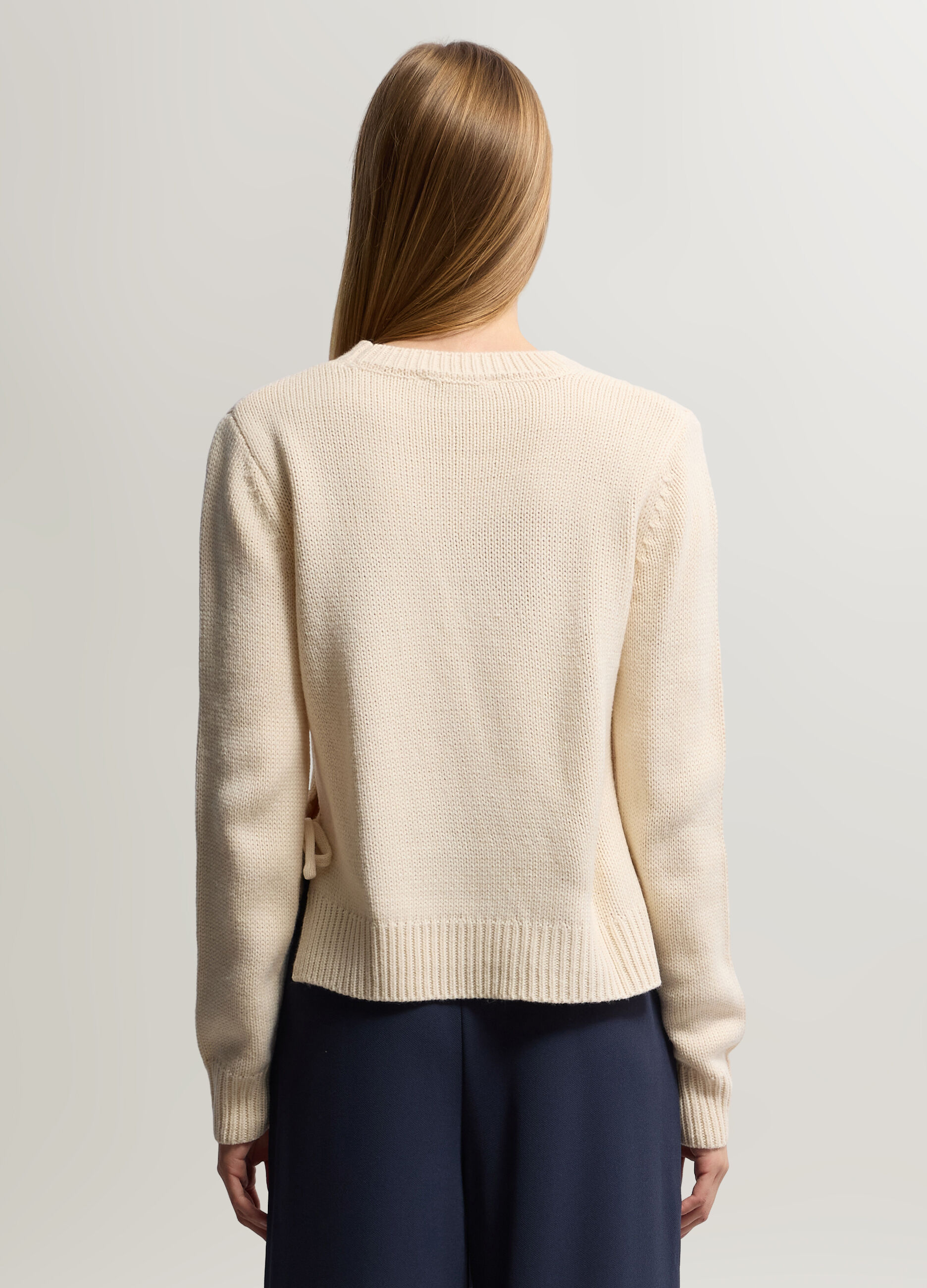Pullover girocollo rasato misto lana donna_1
