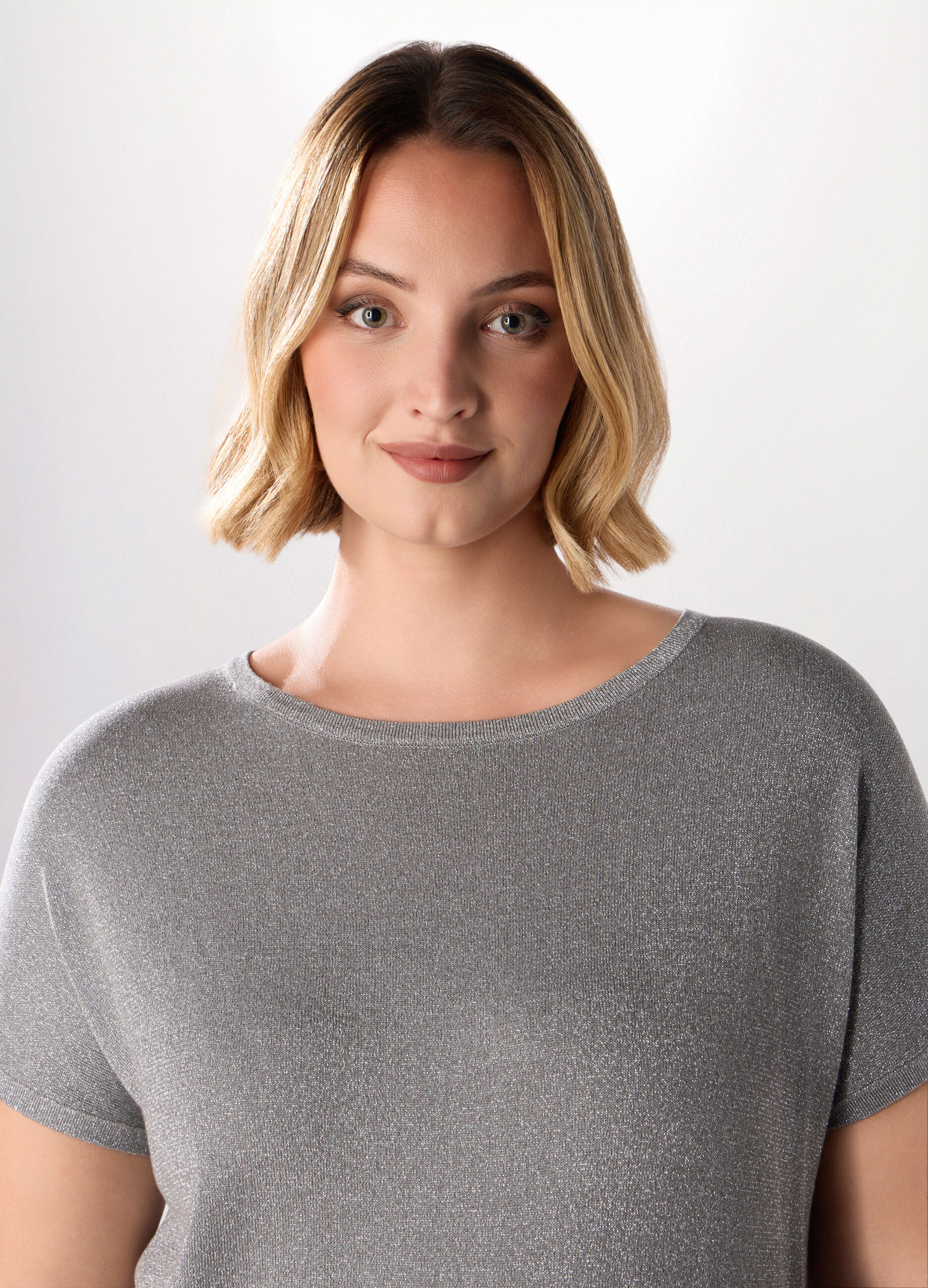 Maglia a manica corta in filo lurex donna curvy_2