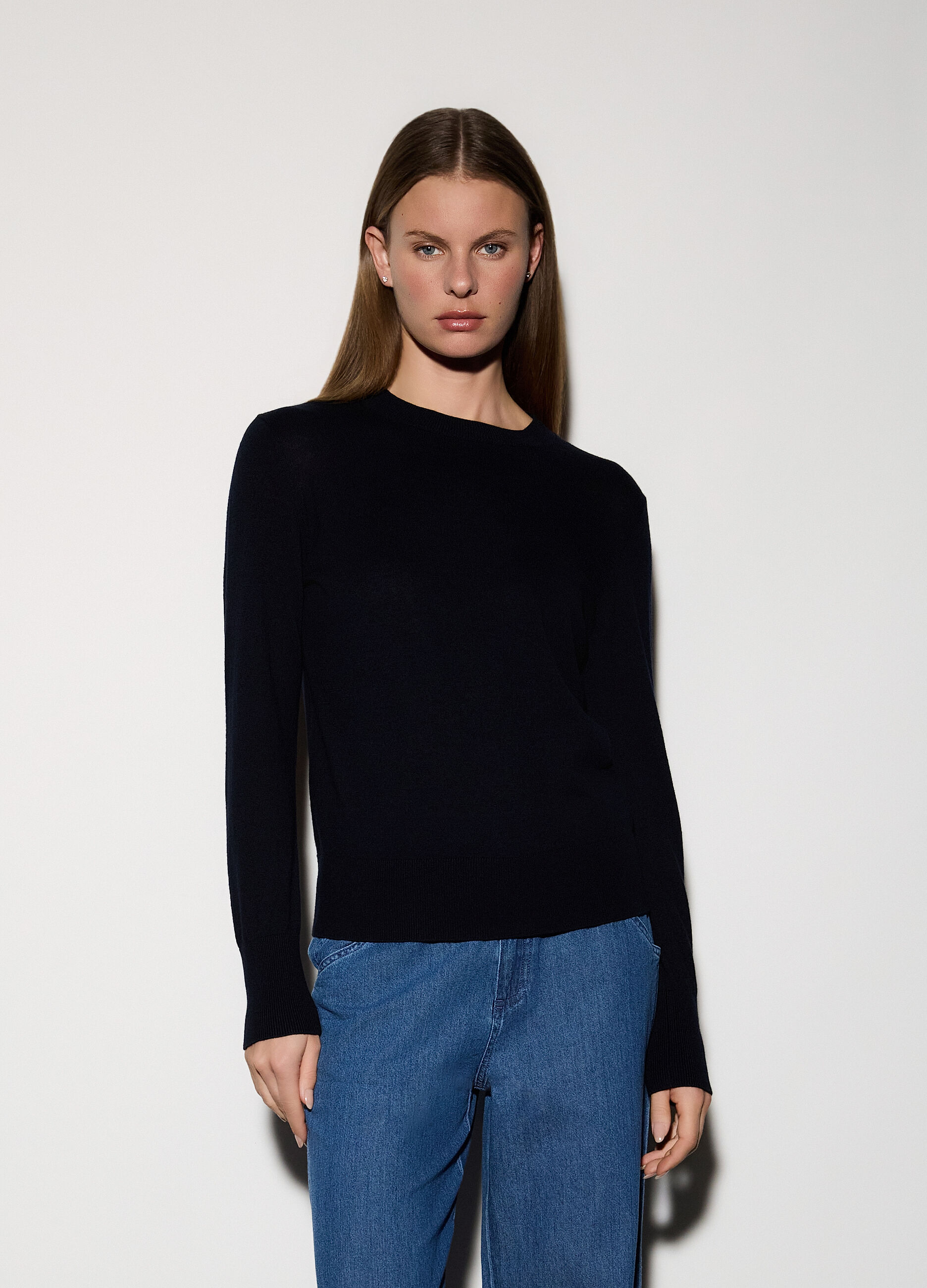 Pullover girocollo rasato donna_1