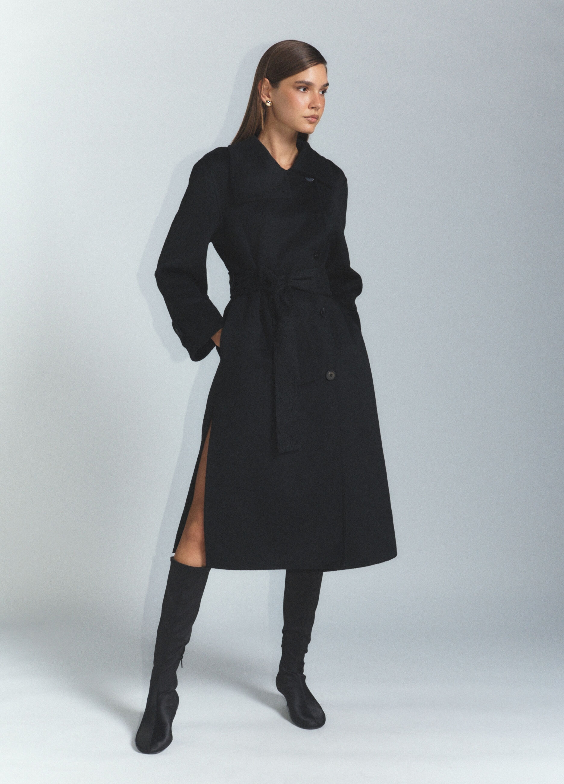 Cappotto lungo misto lana donna_1