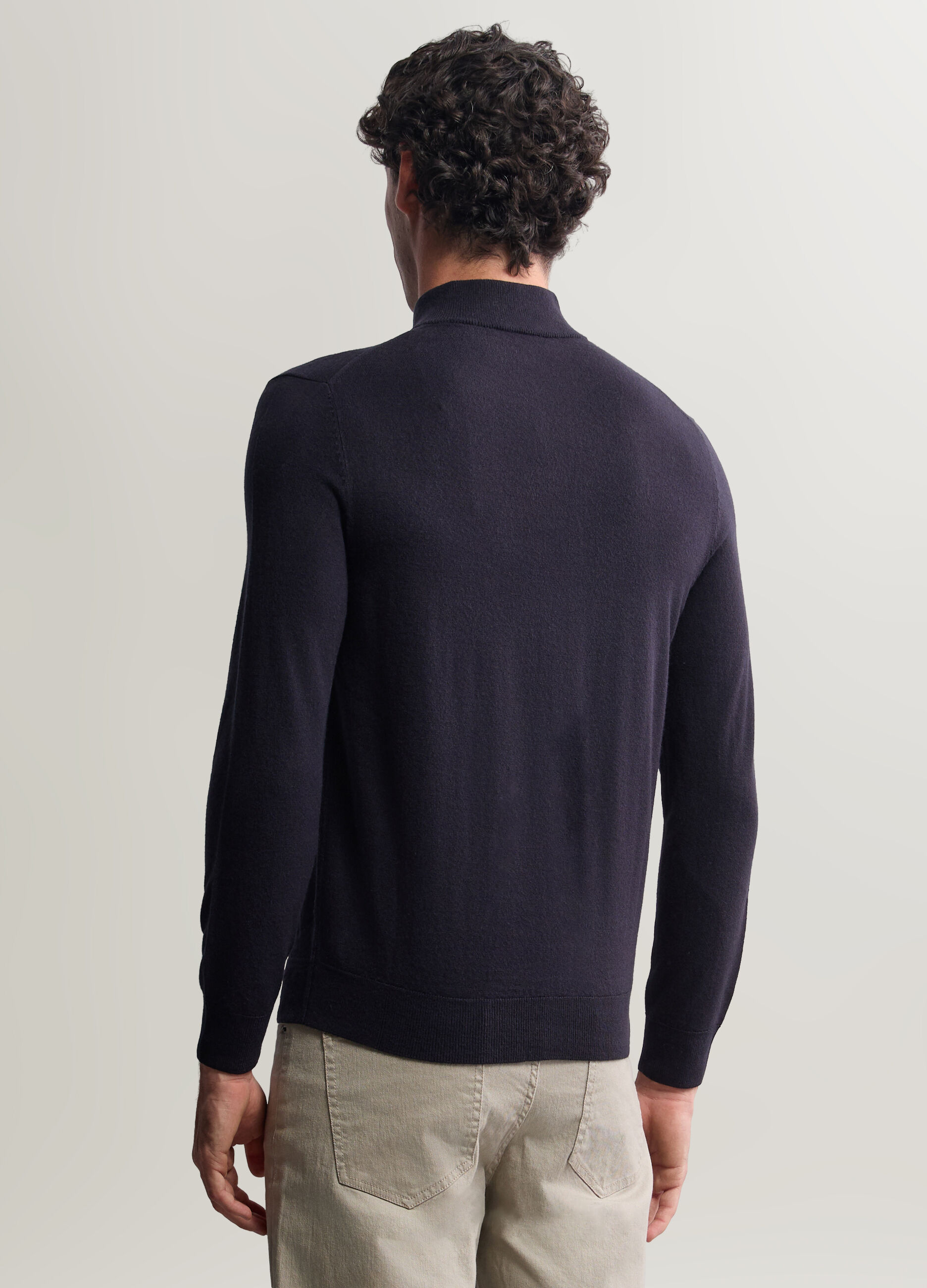 Maglione con mezza zip in maglia rasata uomo_1