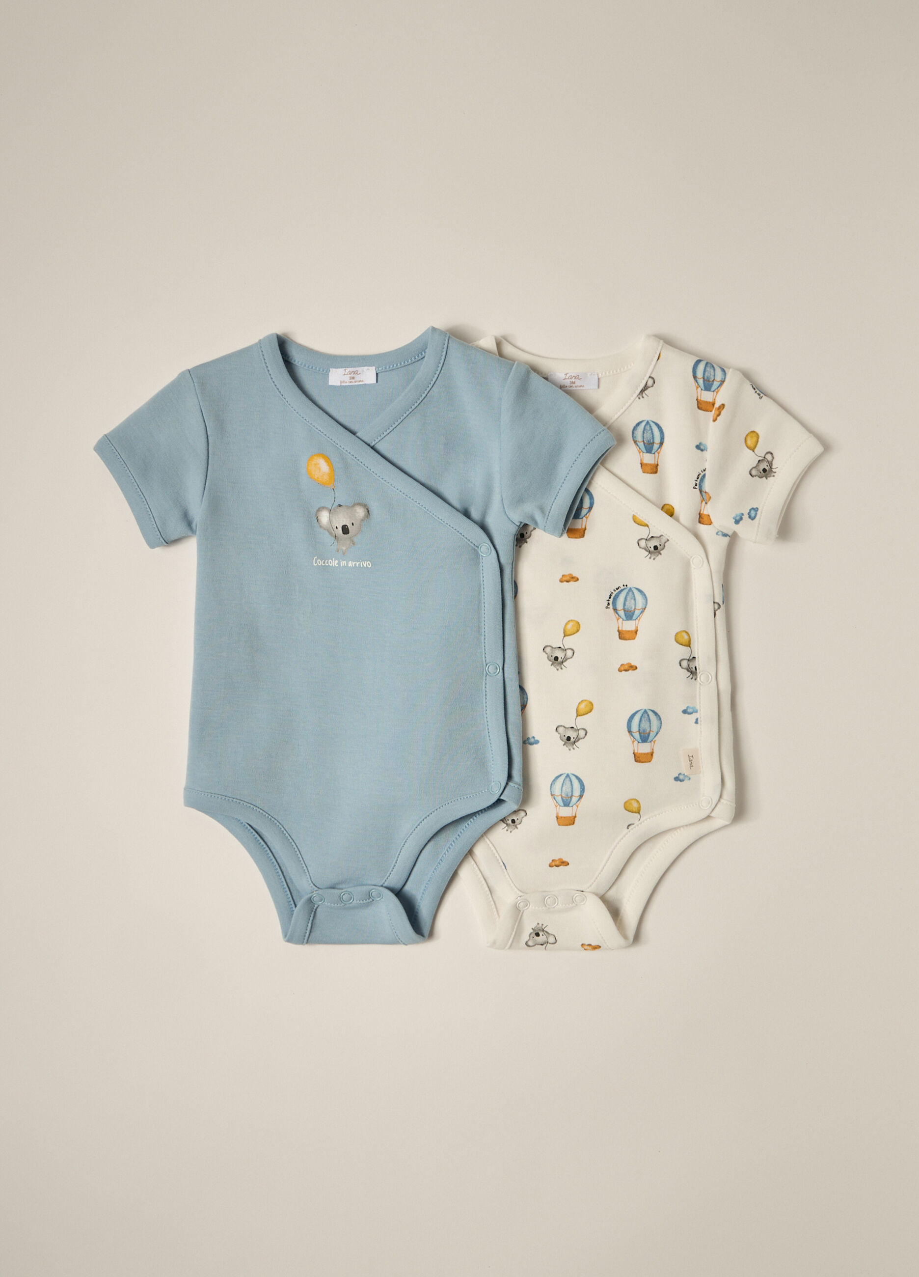 Pack 2 body in interlock di puro cotone IANA neonato