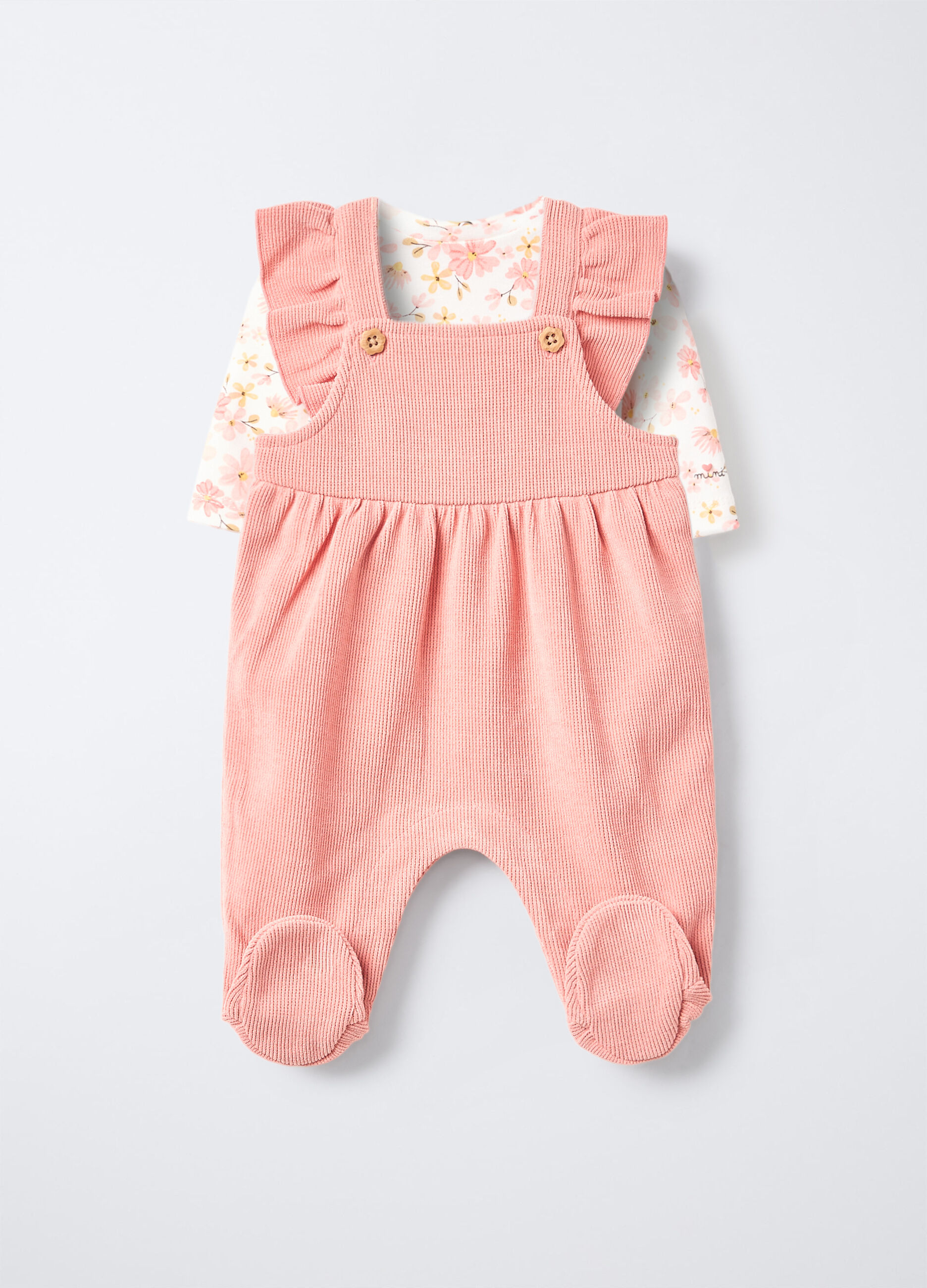 Set salopette + t-shirt floreale neonata_0