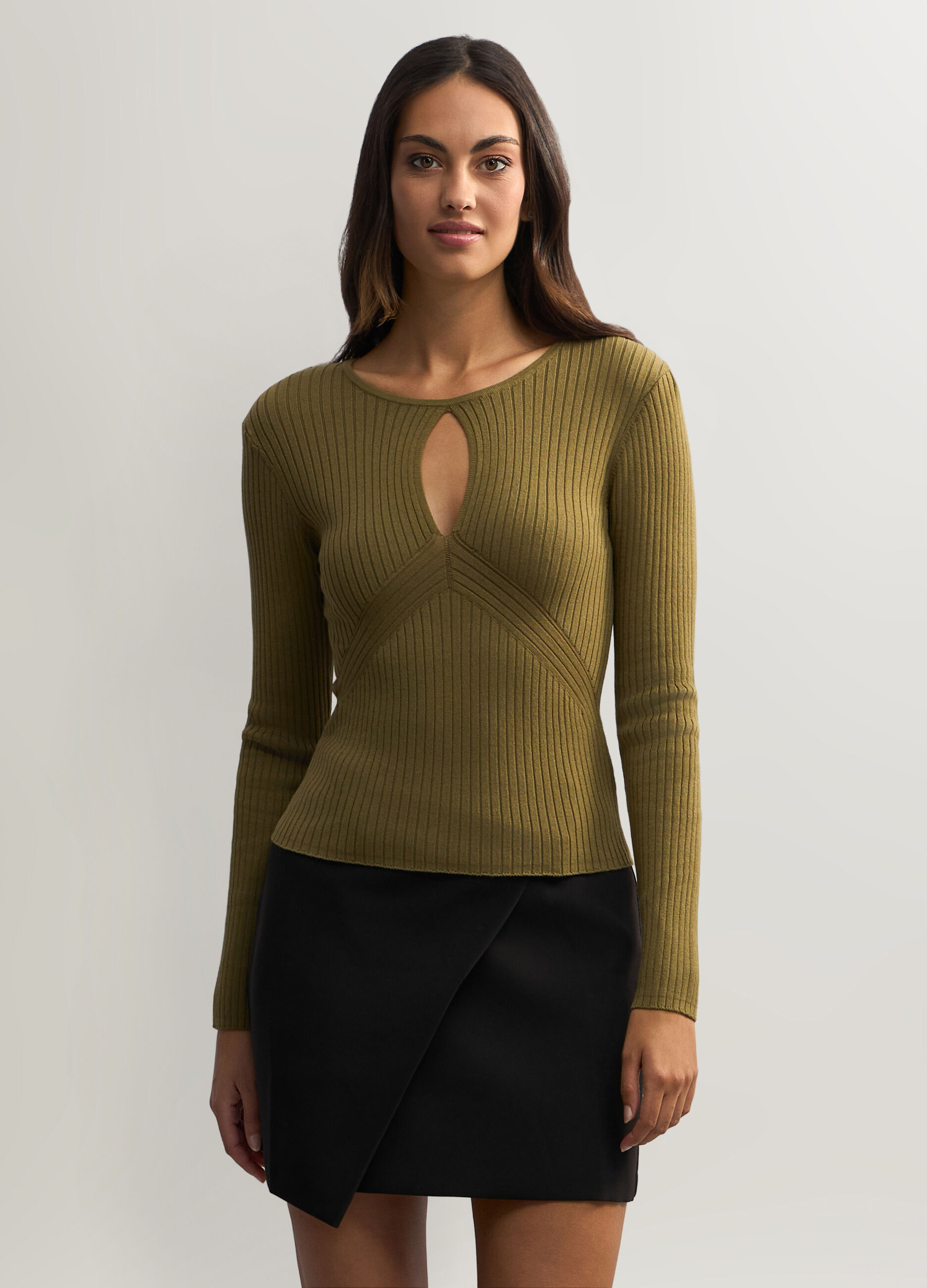 Maglia girocollo Fitted in costina donna_0