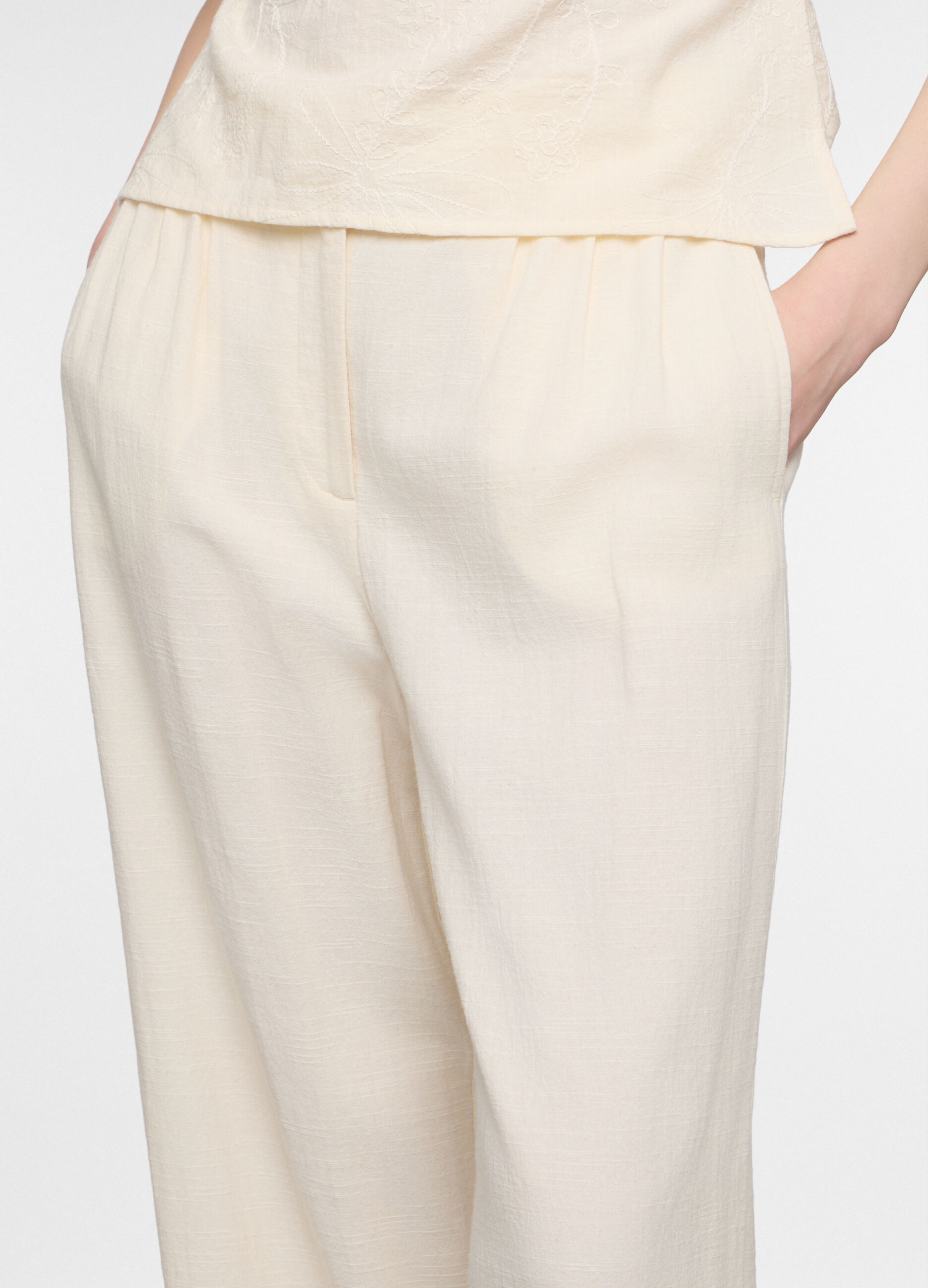 Pantaloni culotte misto cotone donna_2