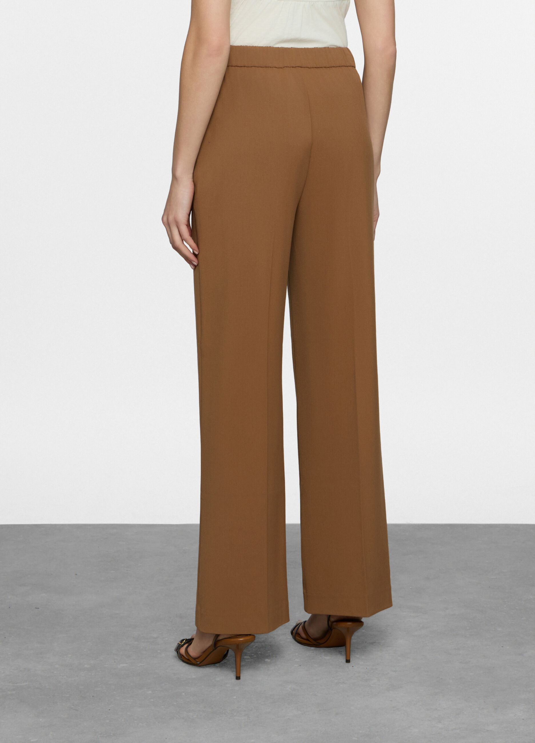 Pantaloni straight fit in poli viscosa stretch donna_1