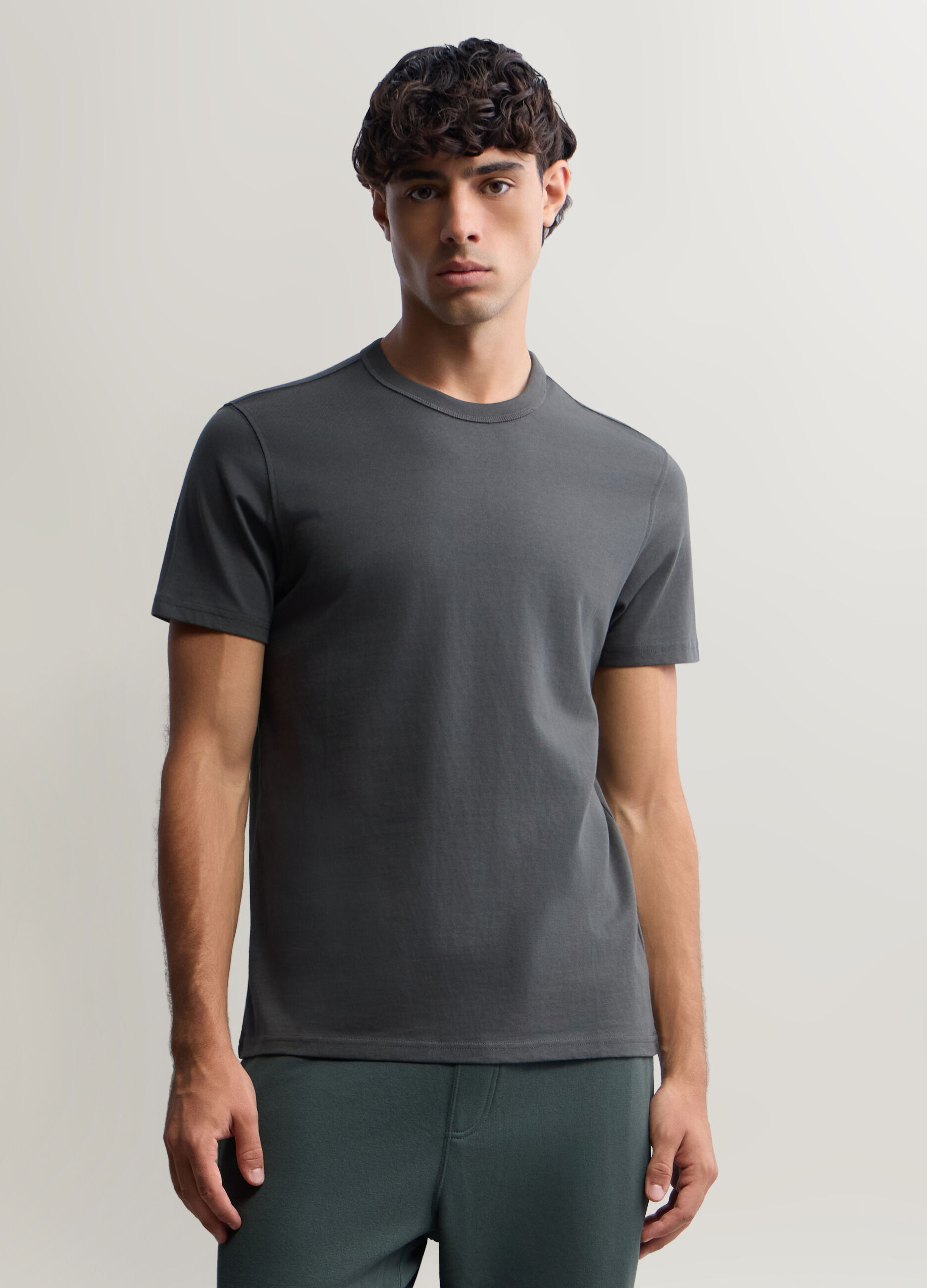 T-shirt girocollo in interlock di cotone uomo_0
