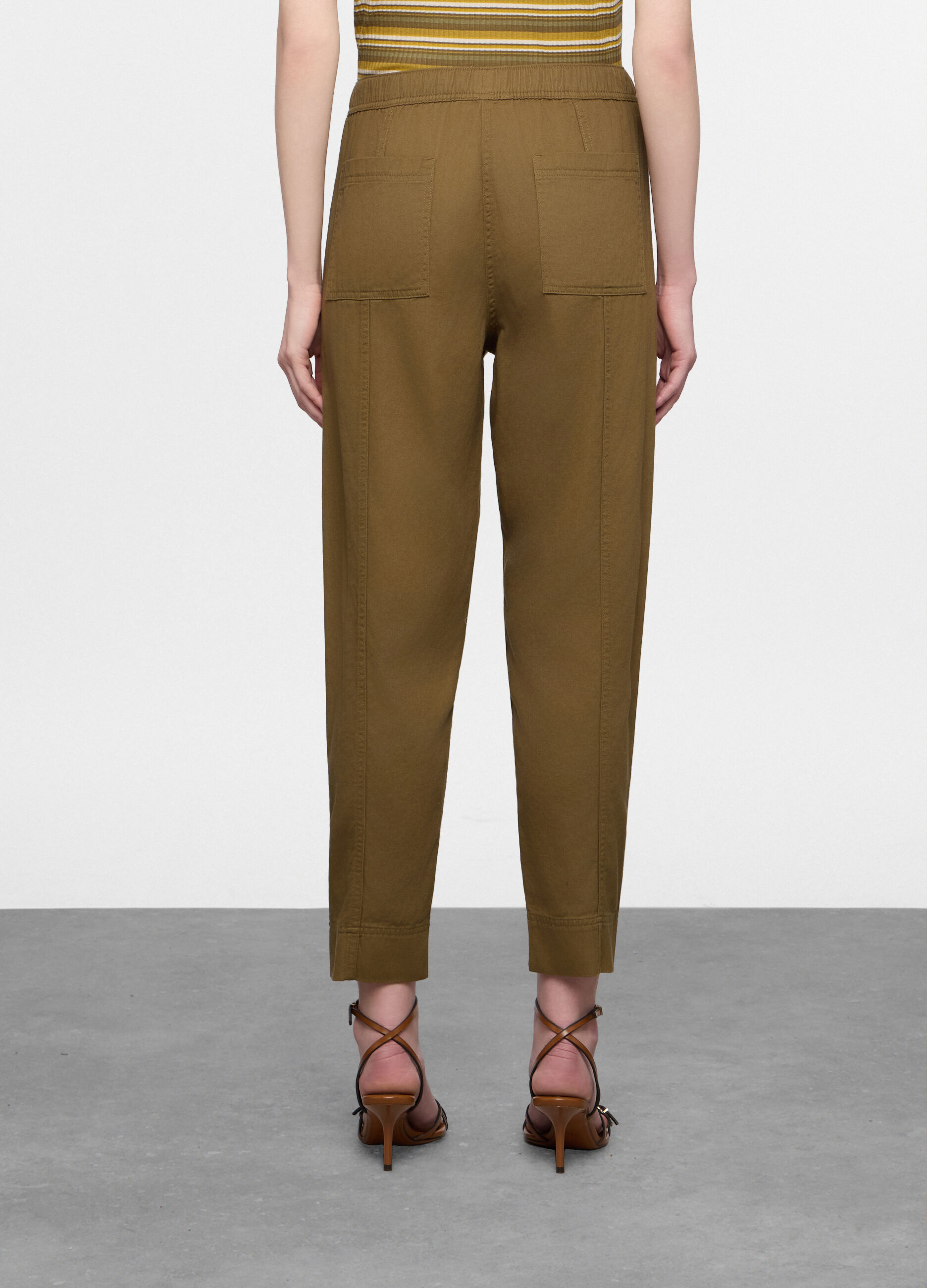 Pantaloni regular fit in twill di puro cotone donna_1