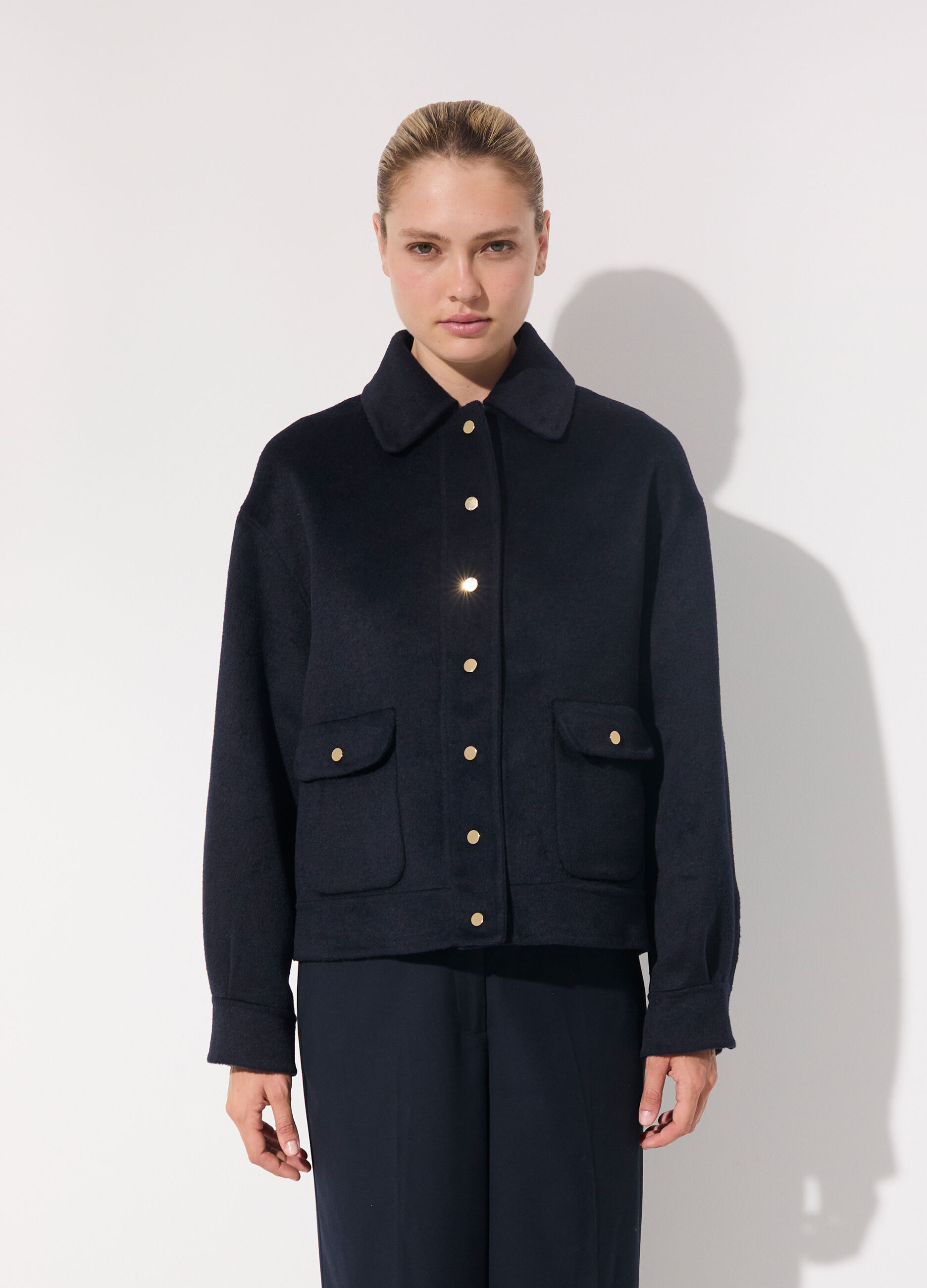 Cappotto corto shacket in misto lana donna_1