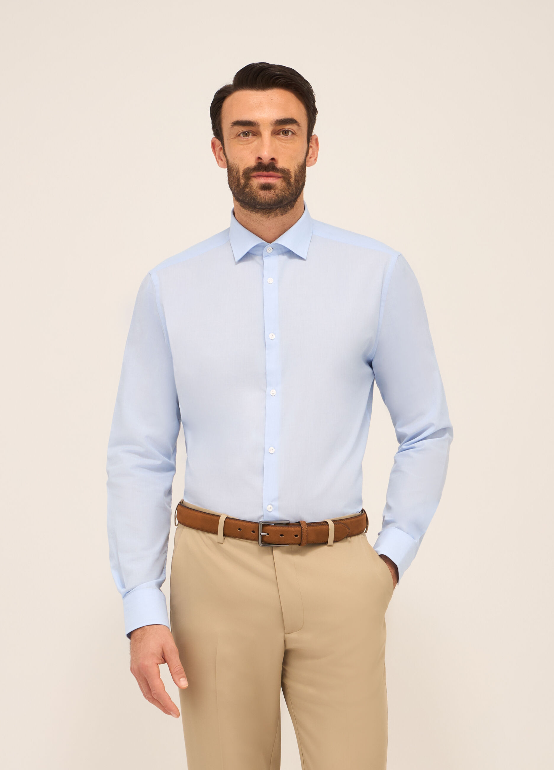 Camicia regular fit in misto cotone uomo_0