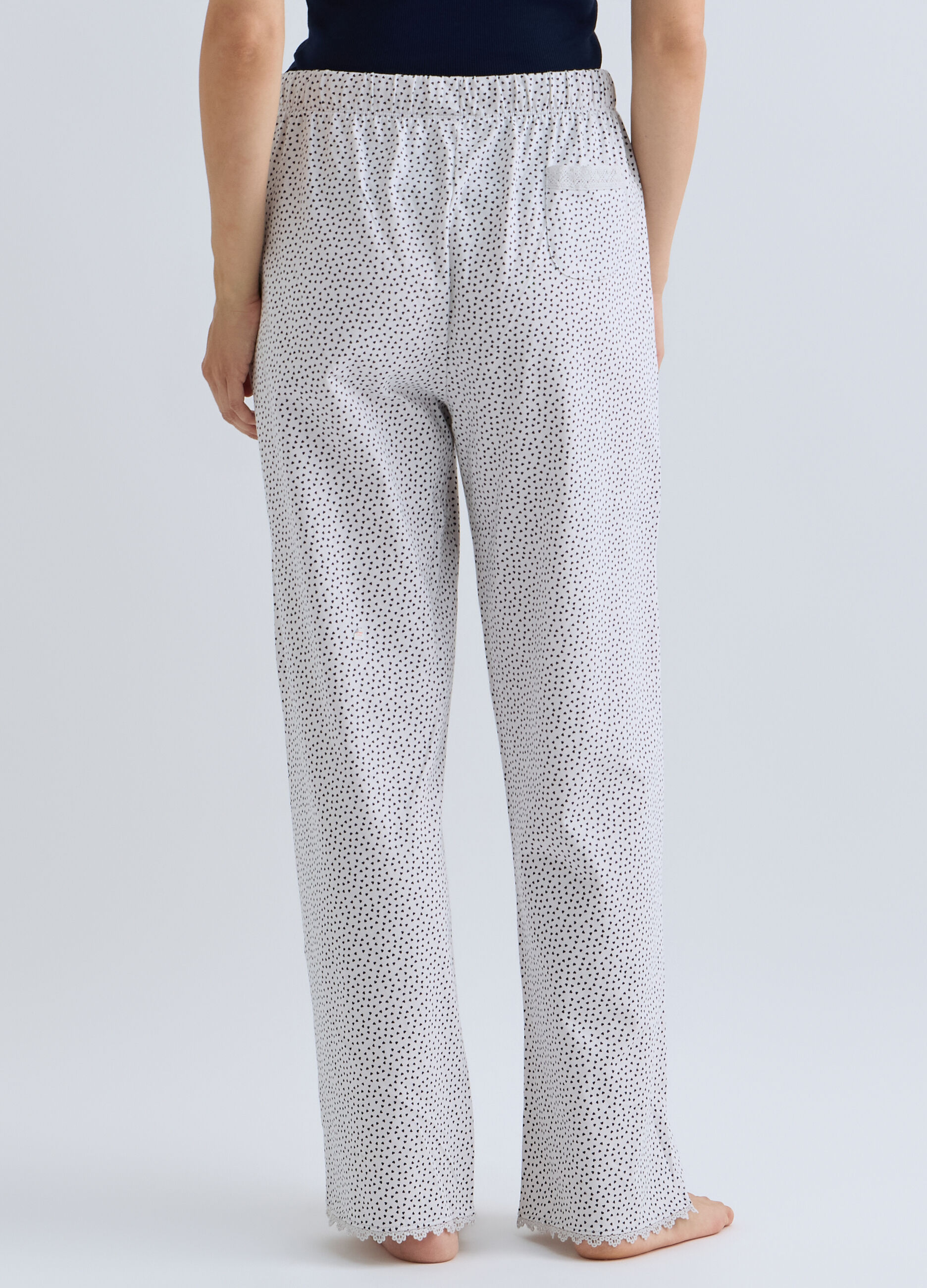 Pantaloni lunghi pigiama in jersey di puro cotone donna_1