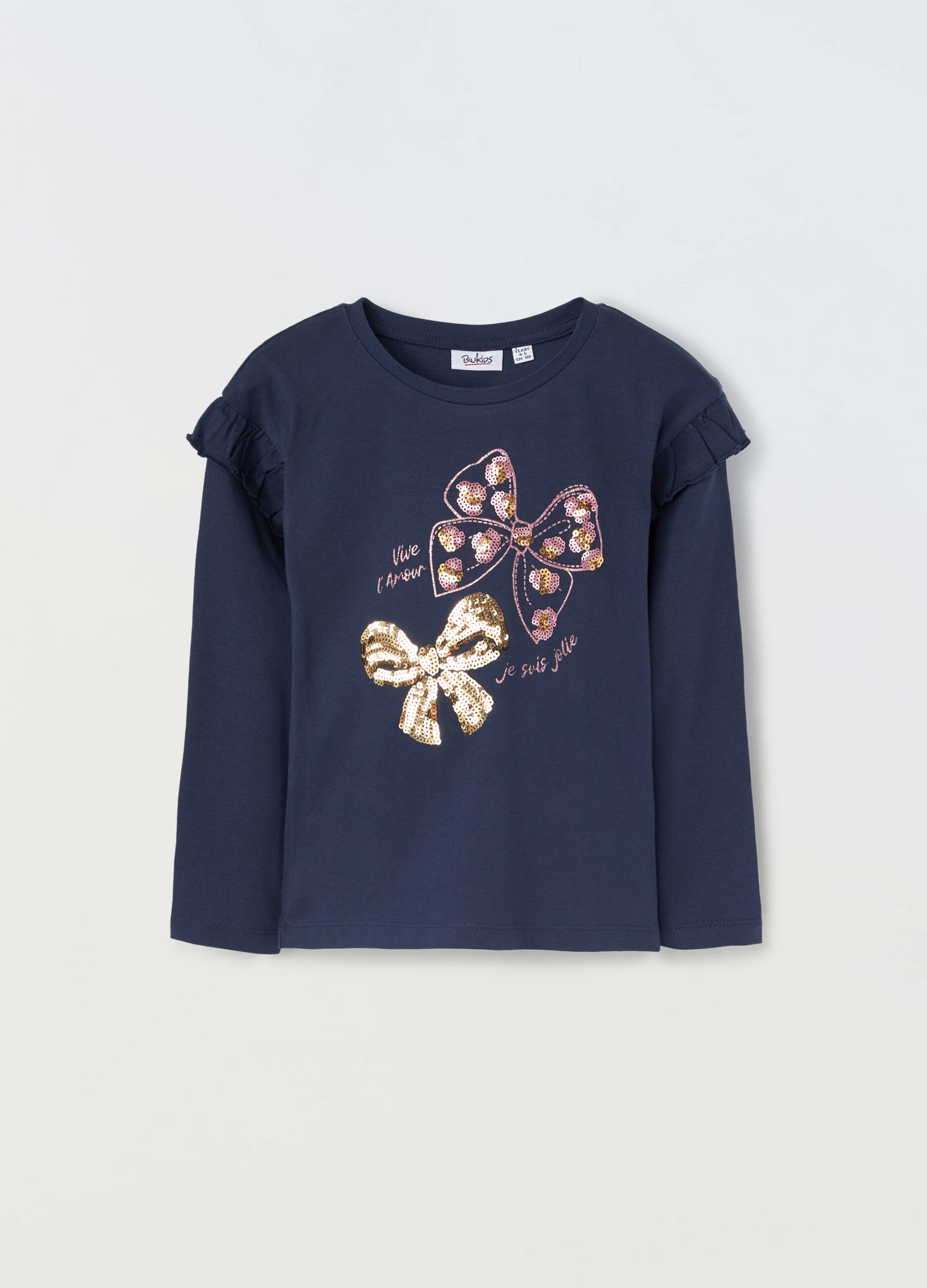 T-shirt in puro cotone con paillettes bambina_0