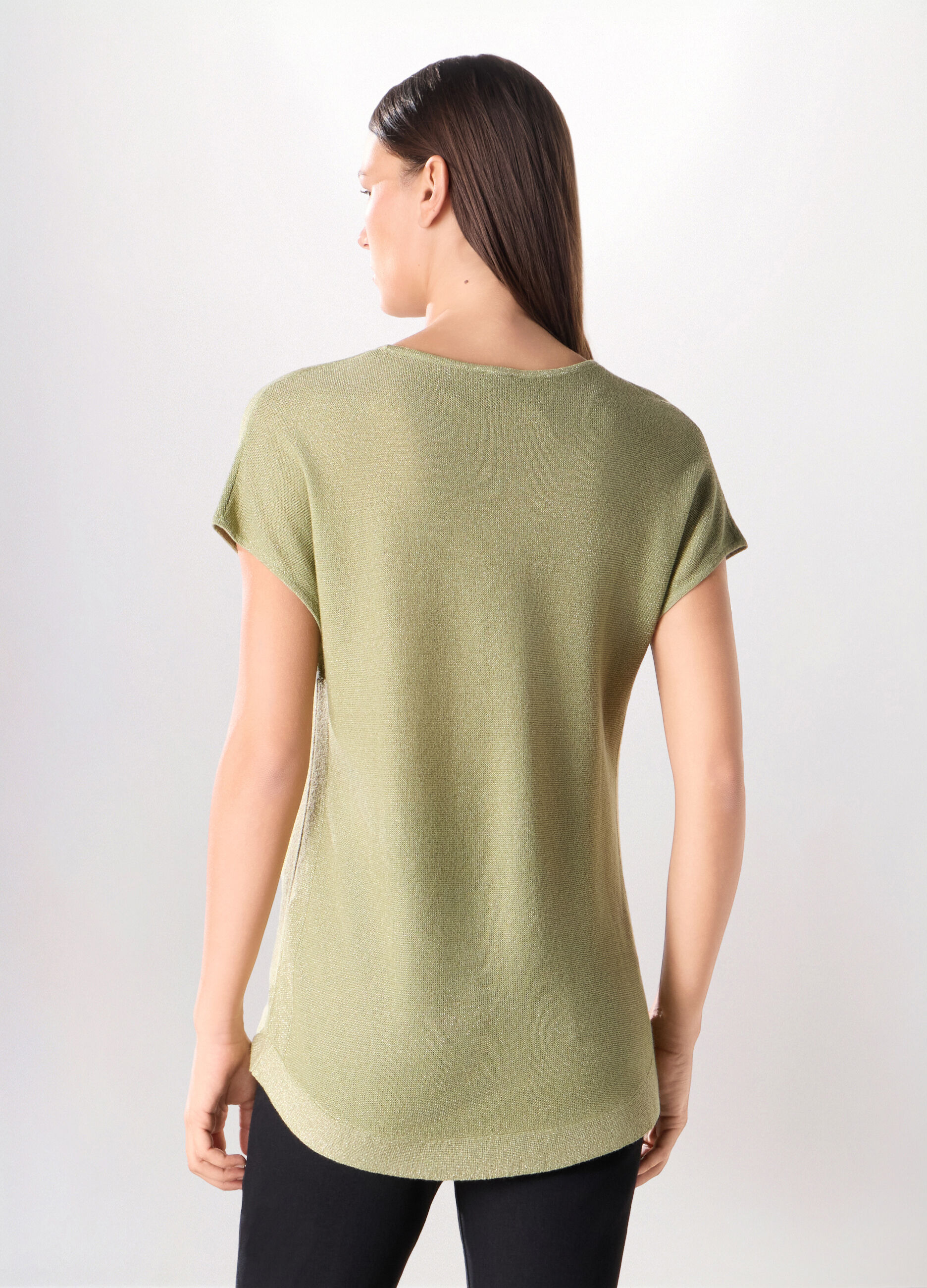 Tricot misto viscosa a maniche corte donna_1