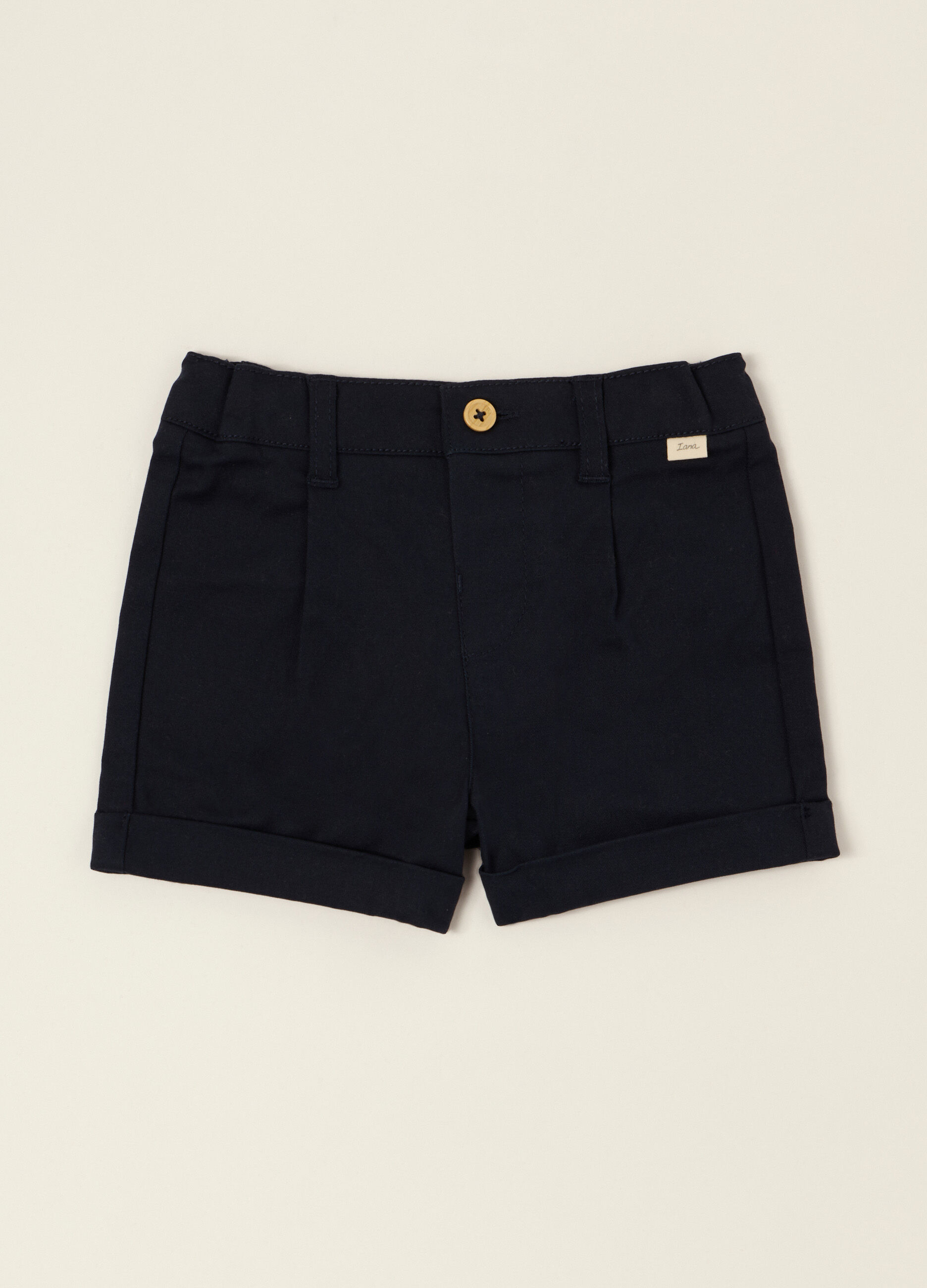 Shorts blu in cotone elasticizzato_0