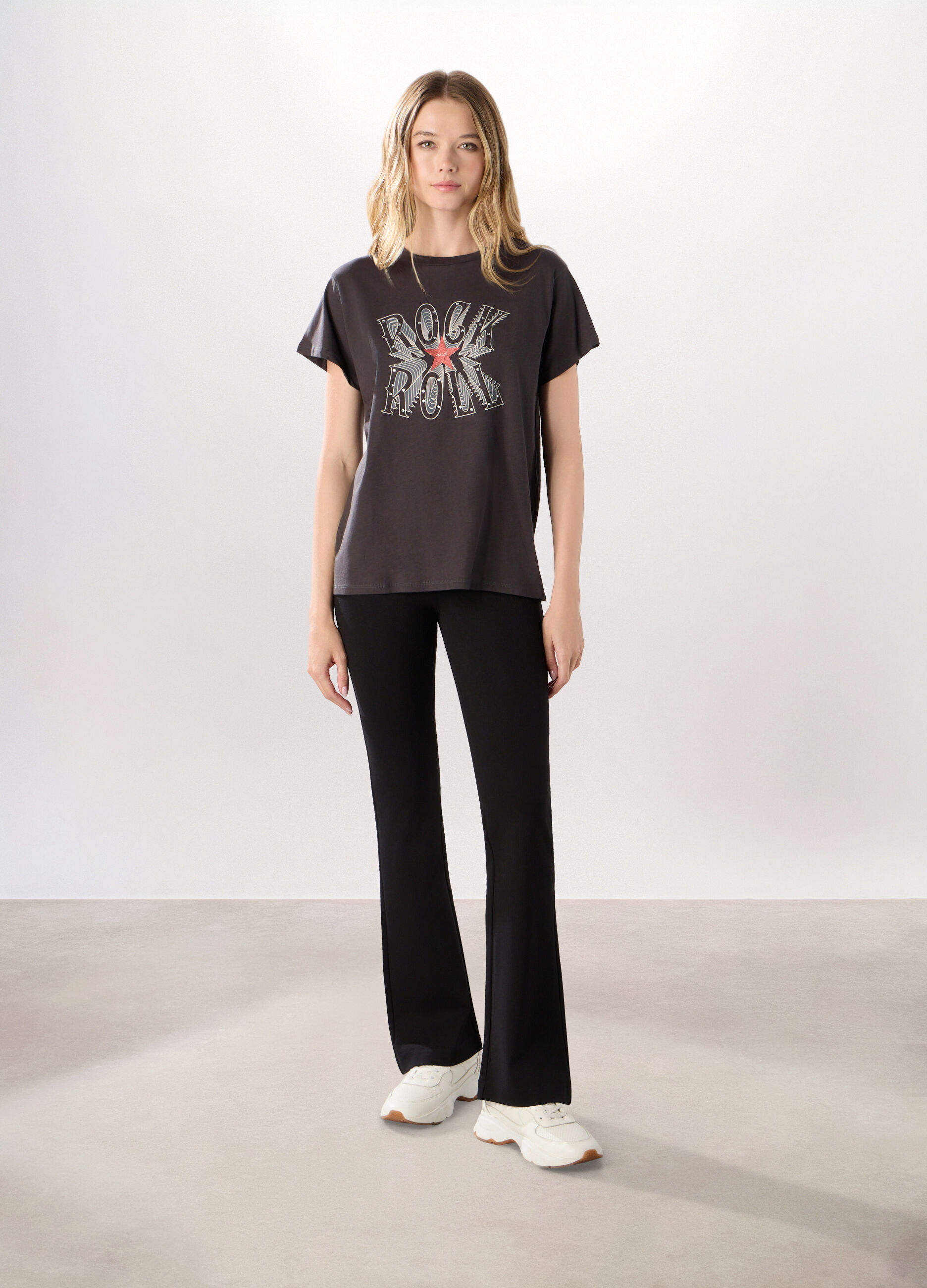 Leggings flare fit in viscosa stretch donna_0