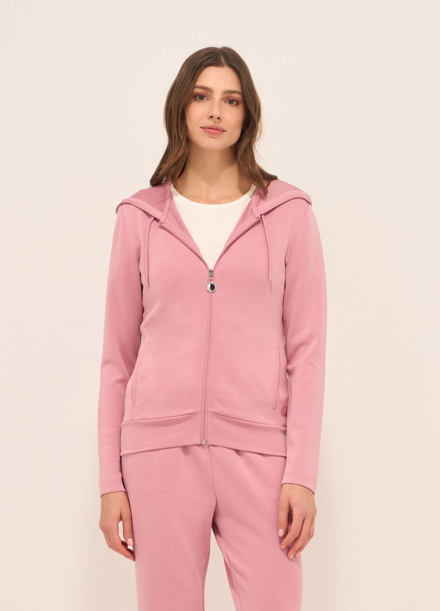 Felpa con cappuccio misto modal donna_0