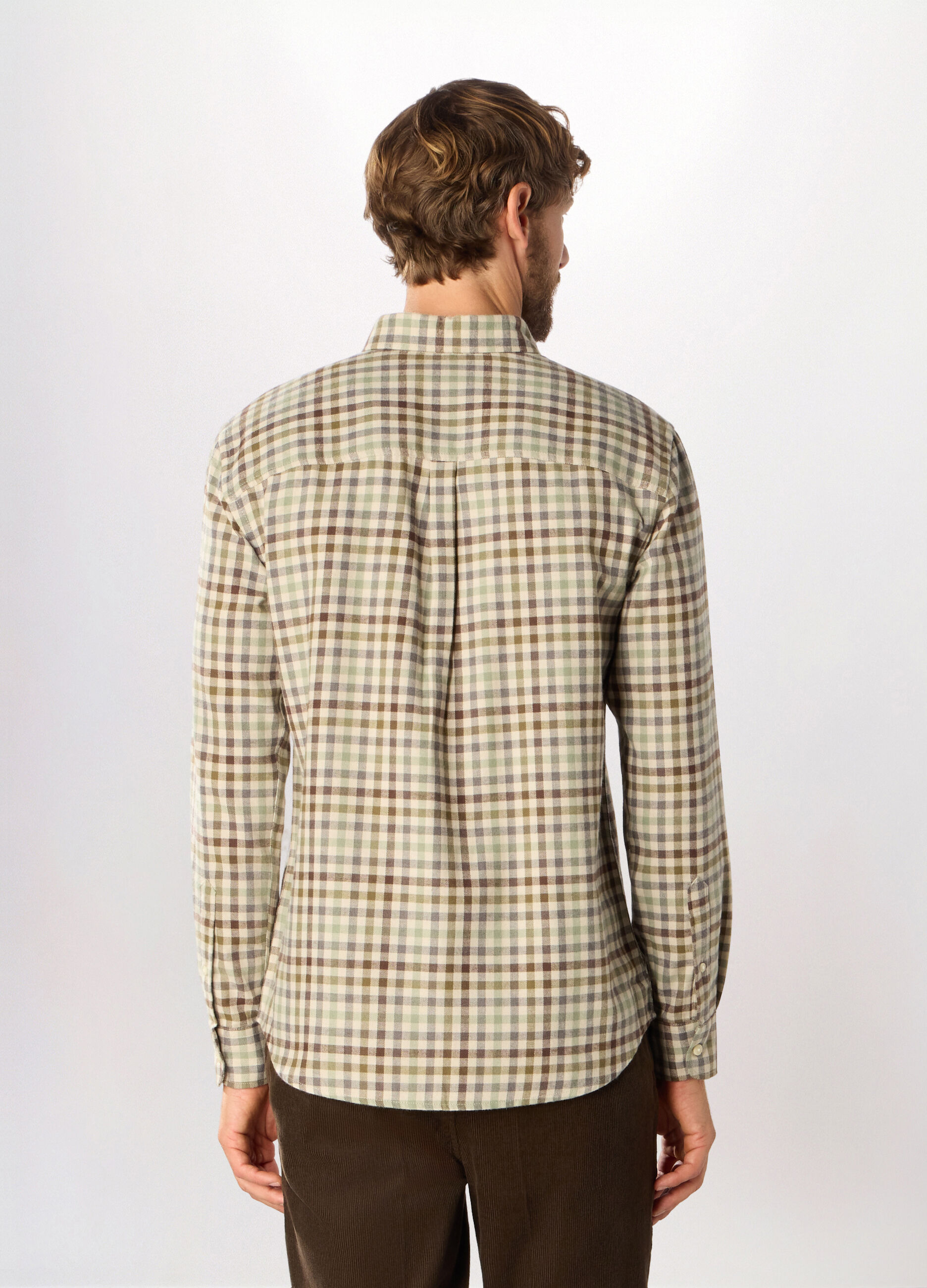 Camicia slim fit in flanella a quadri uomo_1