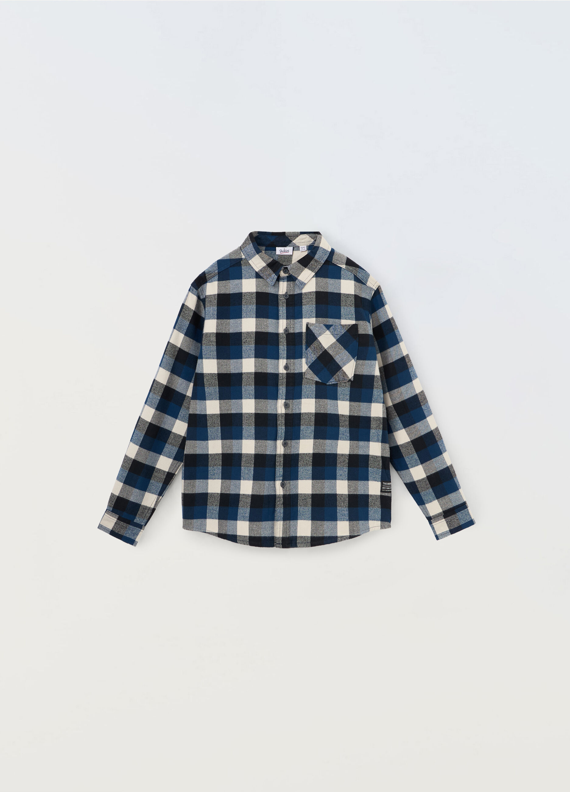 Camicia a quadri in flanella di puro cotone ragazzo_0