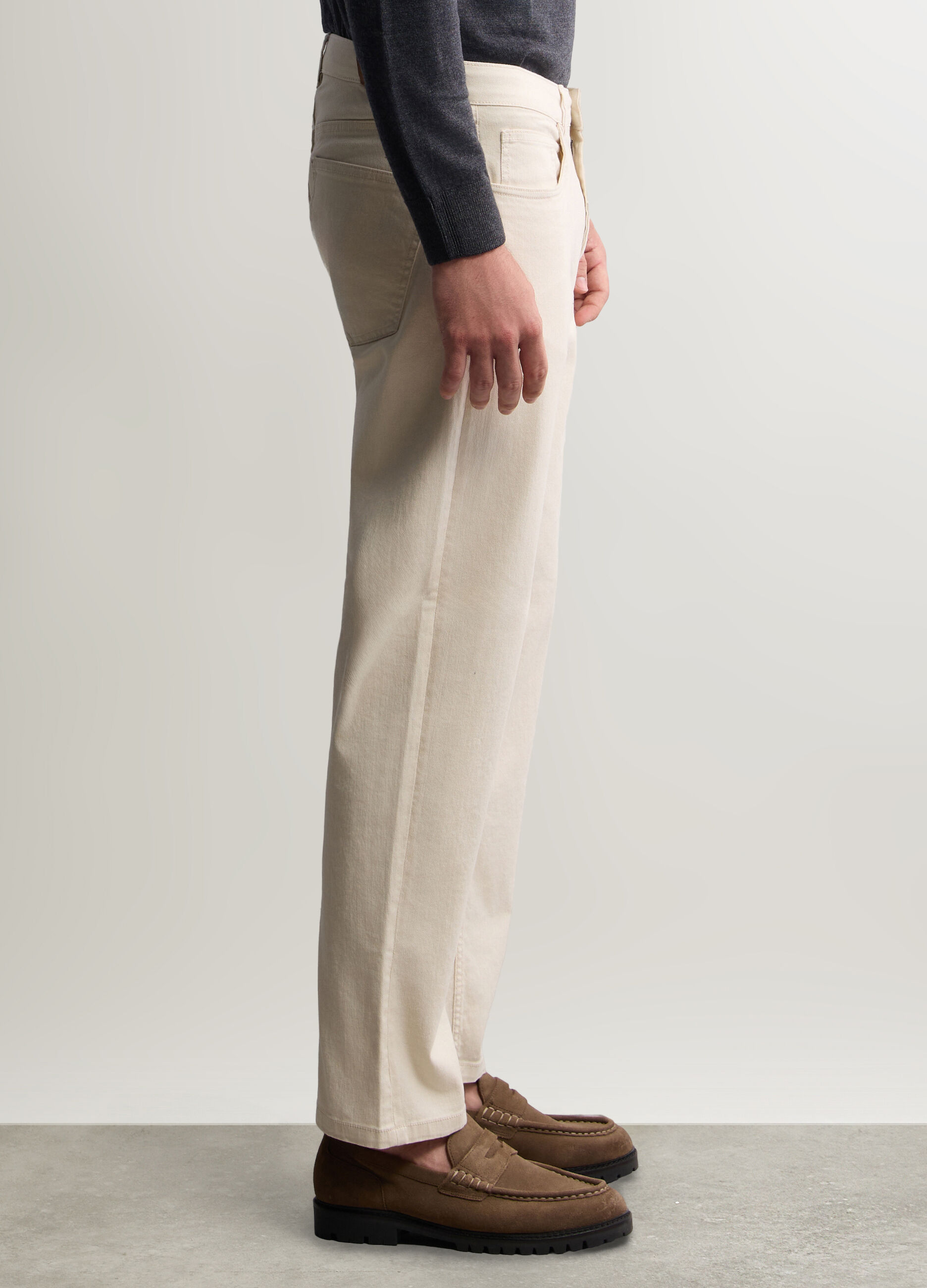 Jeans regular fit in twill di cotone stretch uomo_1