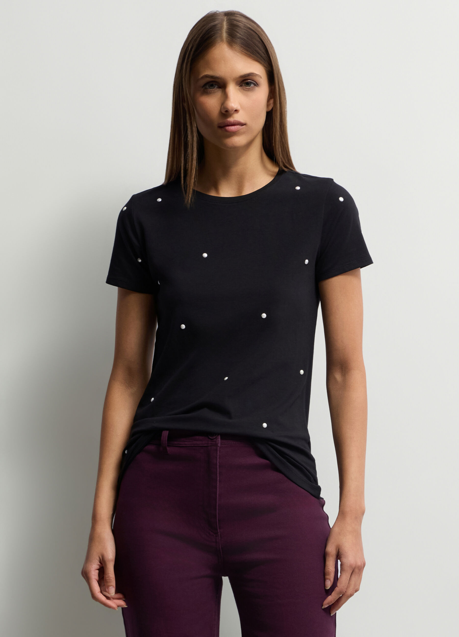 T-shirt girocollo stretch donna_0