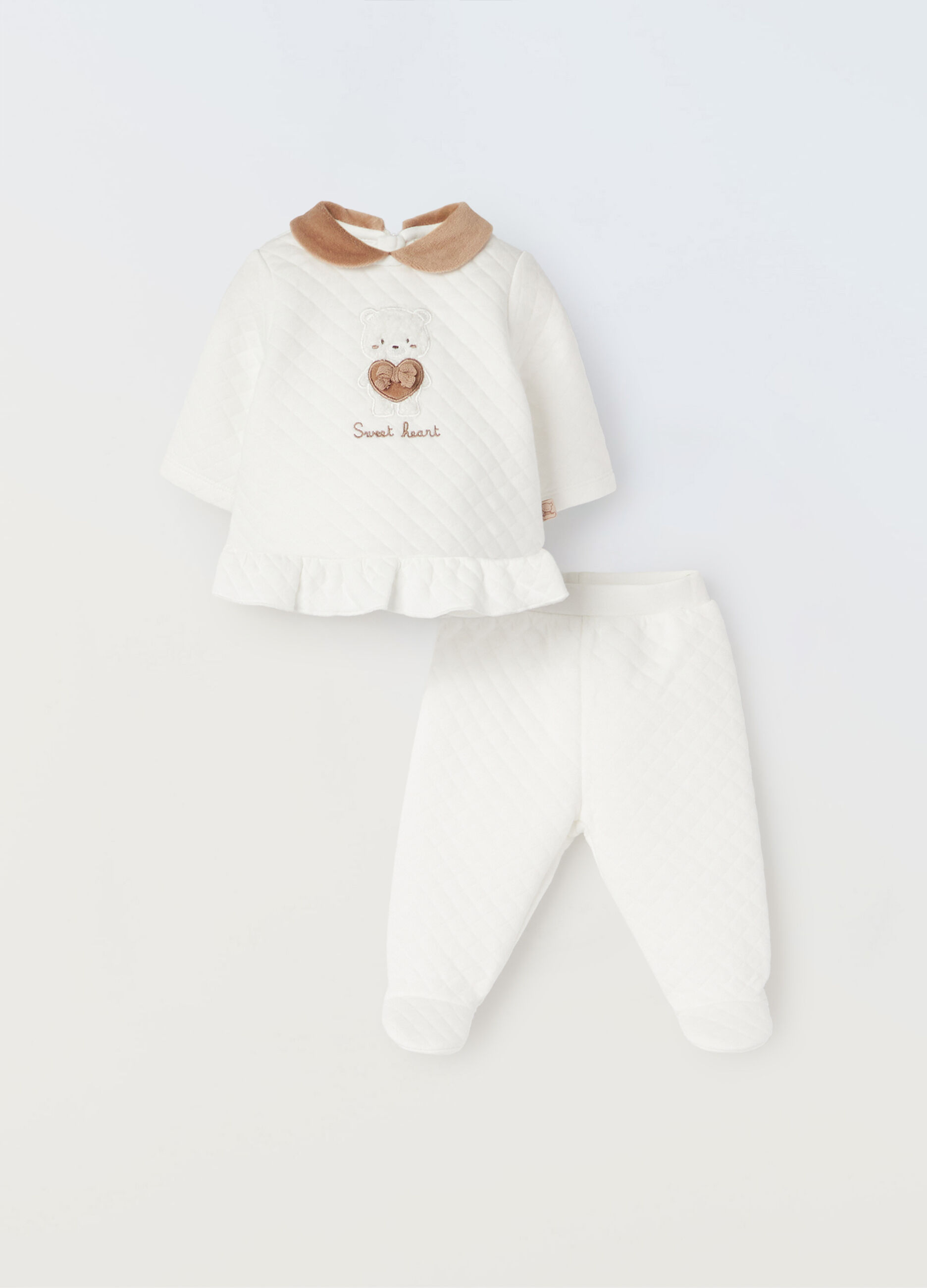 Set in misto cotone con ricami neonata_0