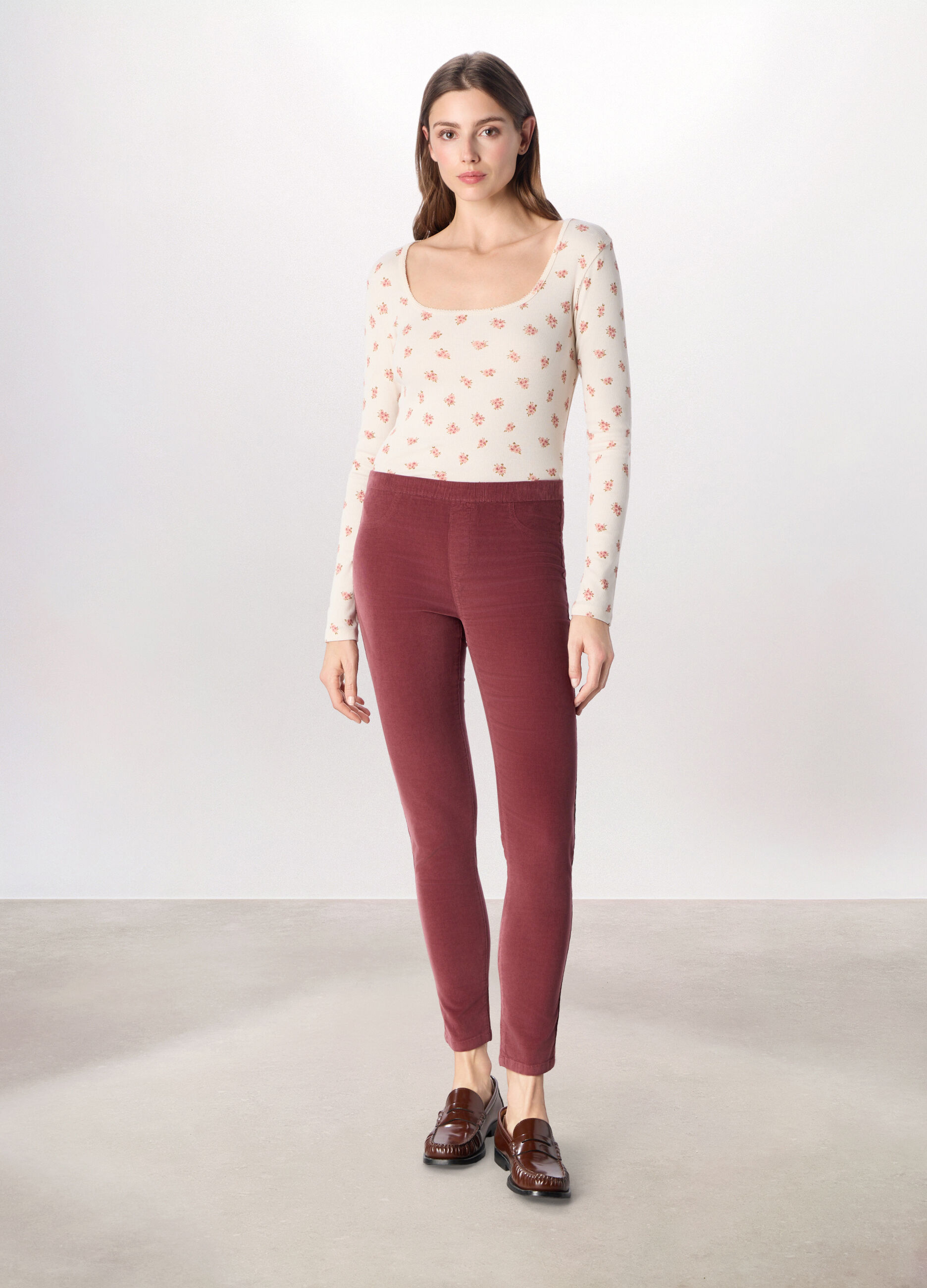 Treggings in velluto a coste di cotone stretch donna_0