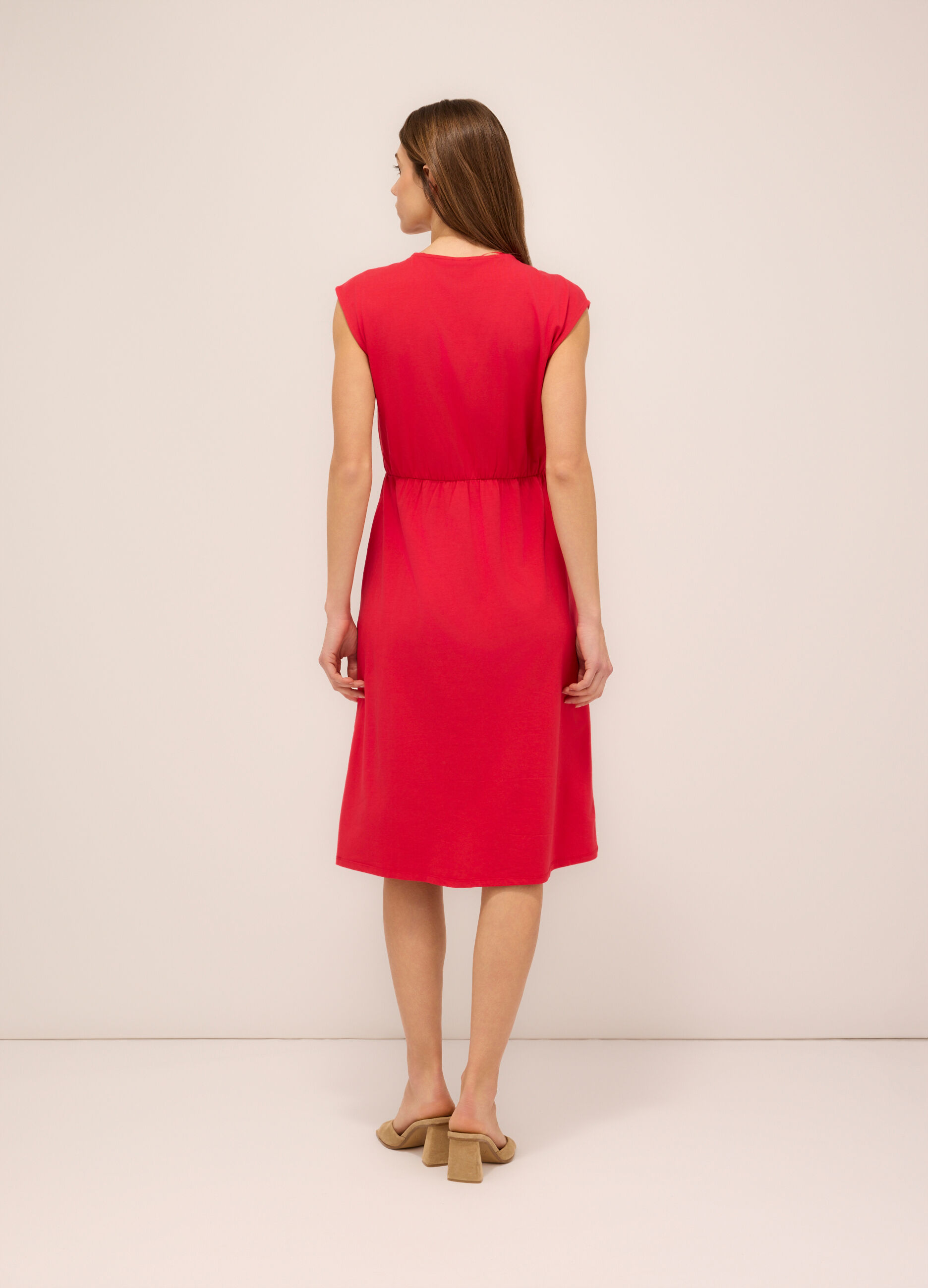 Abito smanicato in jersey di cotone stretch donna_1