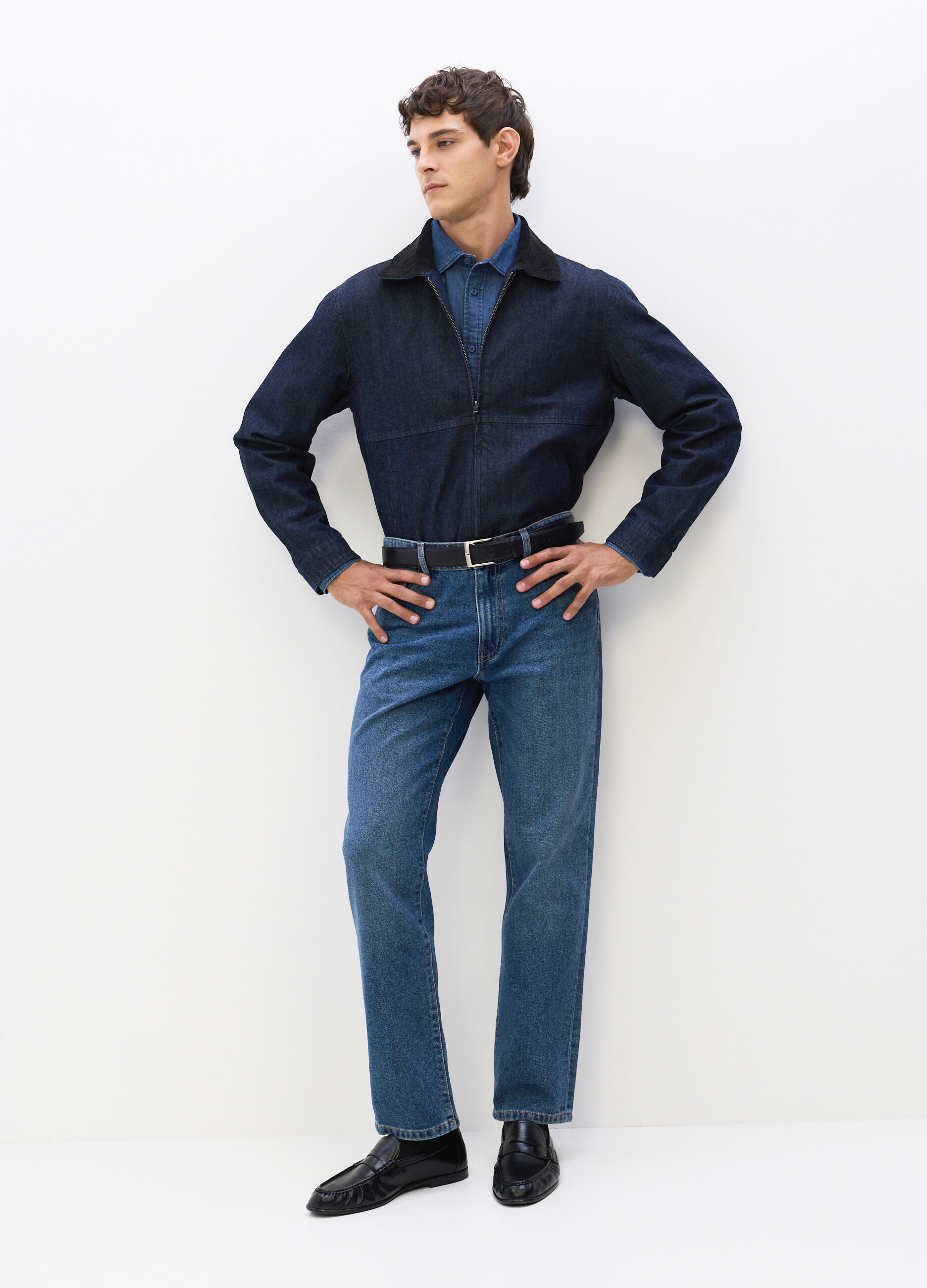 Jeans regular fit in denim misto cotone uomo_0