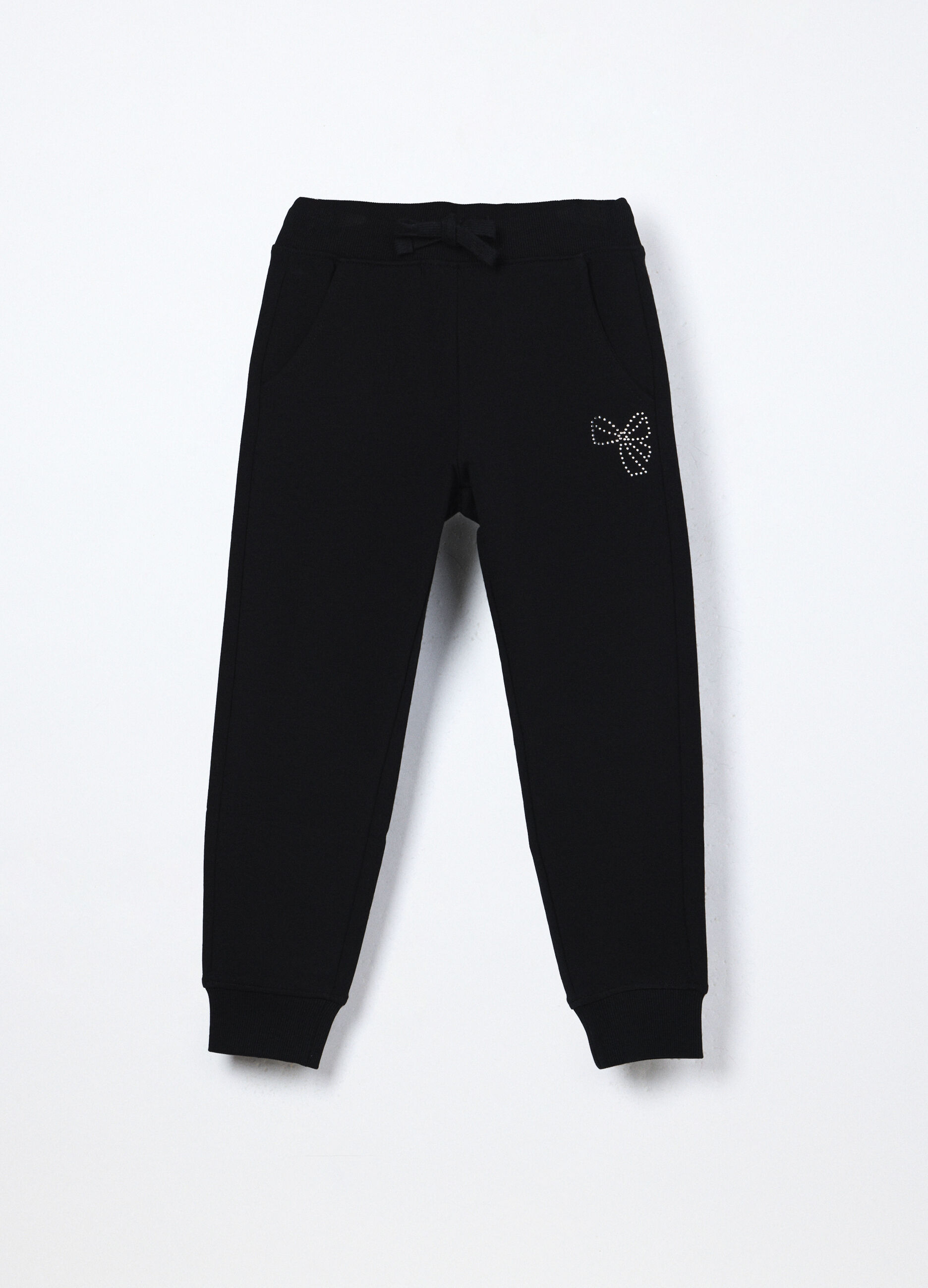 Jogger in french terry di cotone stretch bambina_0