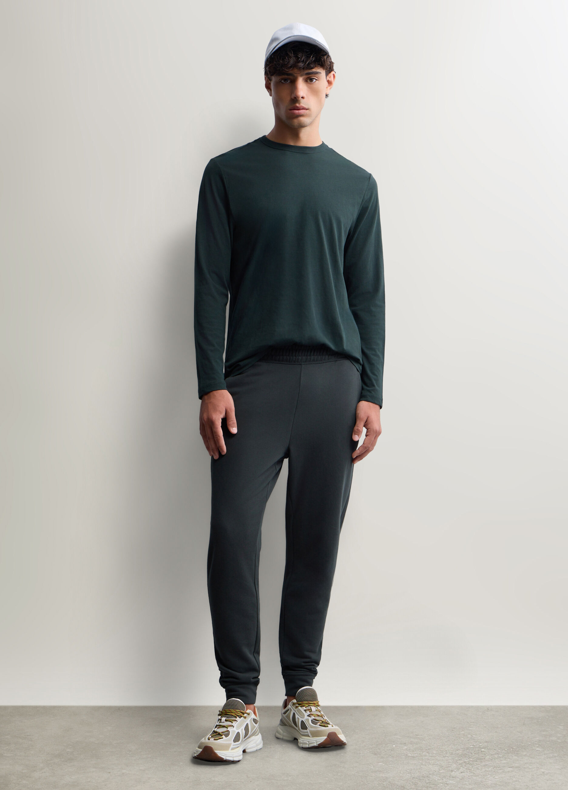 Jogger slim fit in felpa di cotone uomo_0