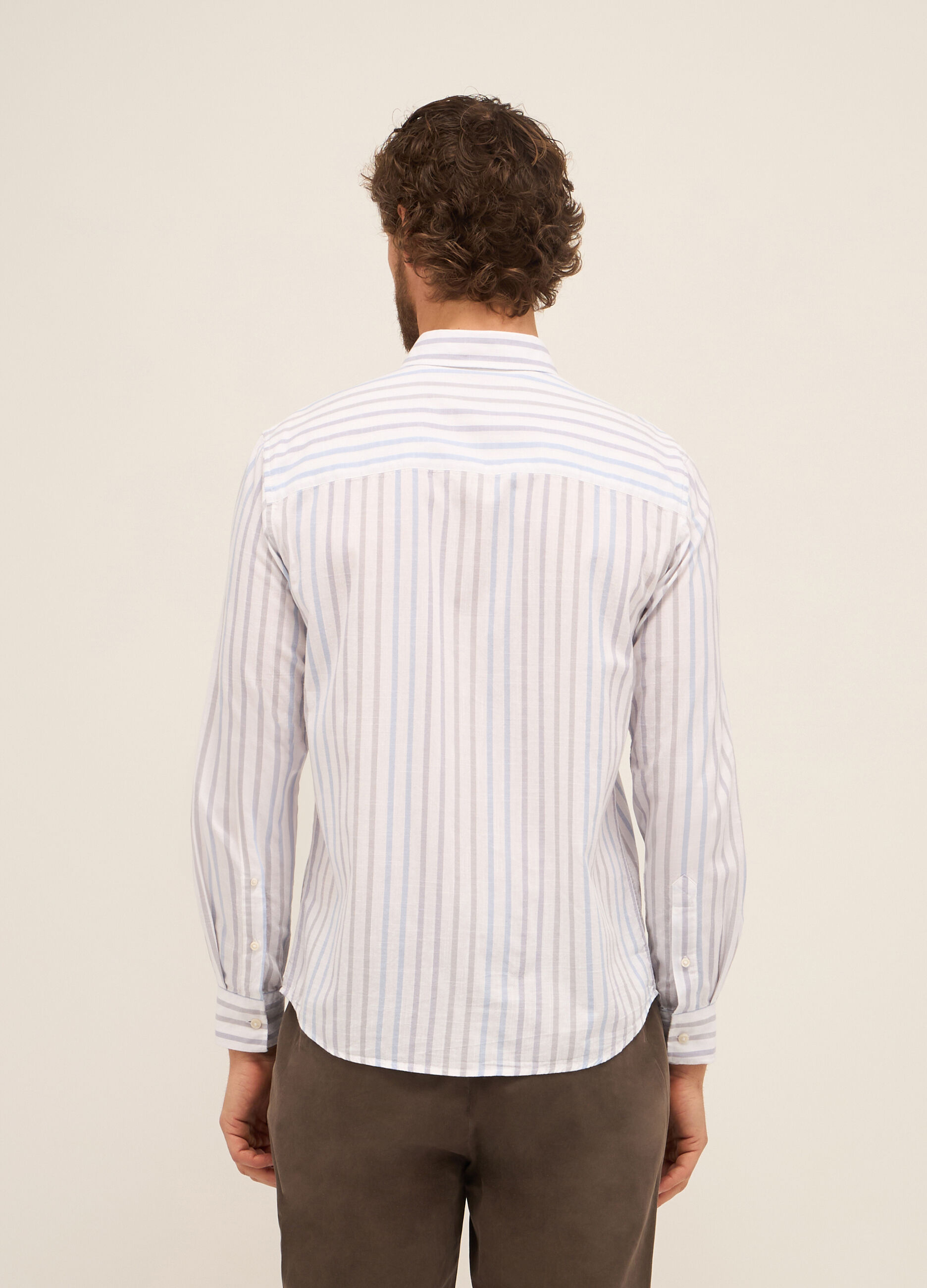 Camicia regular fit in puro cotone a righe uomo_1