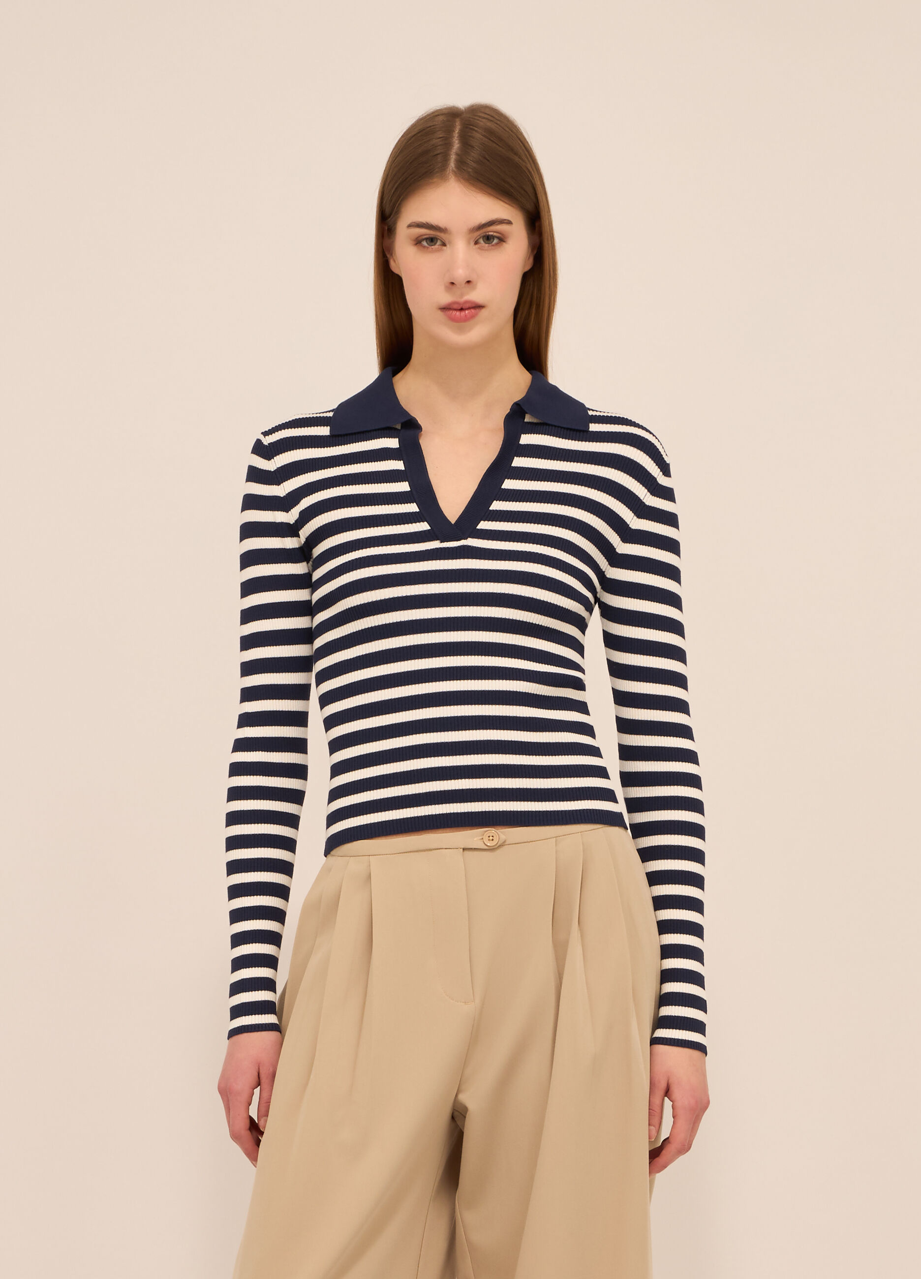 T-shirt misto viscosa in costina donna_0
