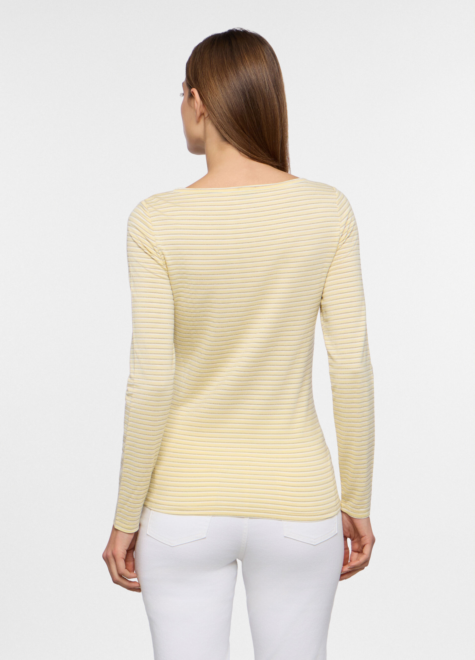 T-shirt con scollo a barchetta stretch donna_1