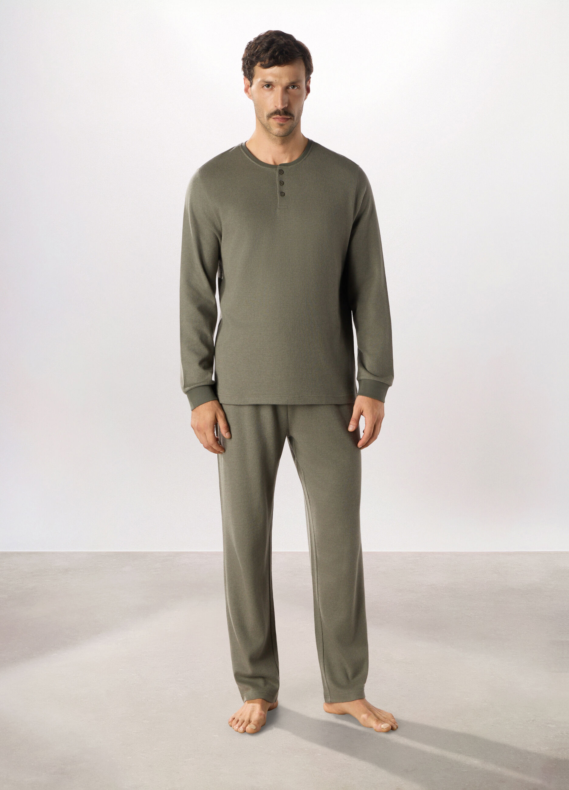 Pigiama lungo in puro cotone uomo_0