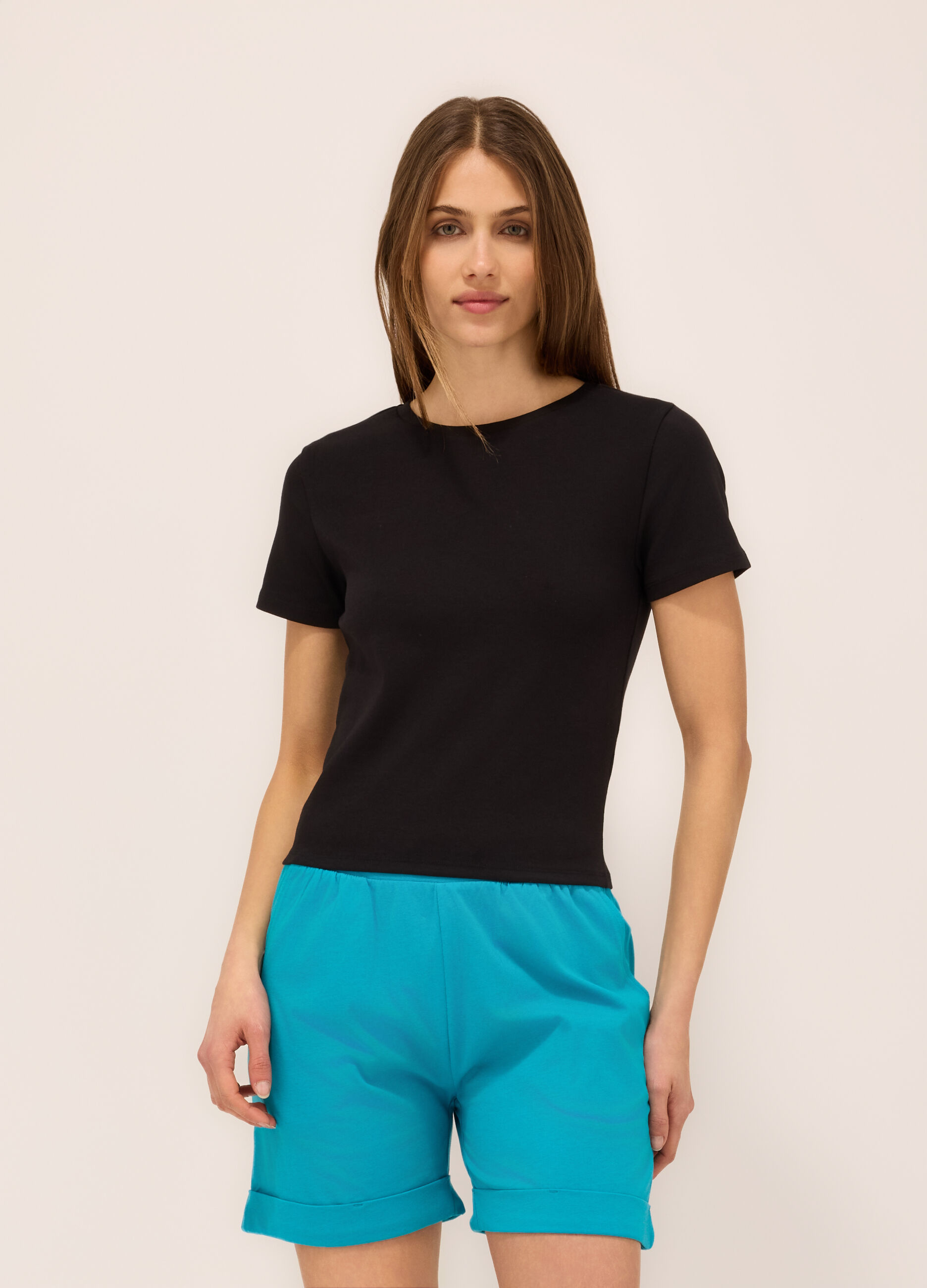 T-shirt in cotone stretch donna_0