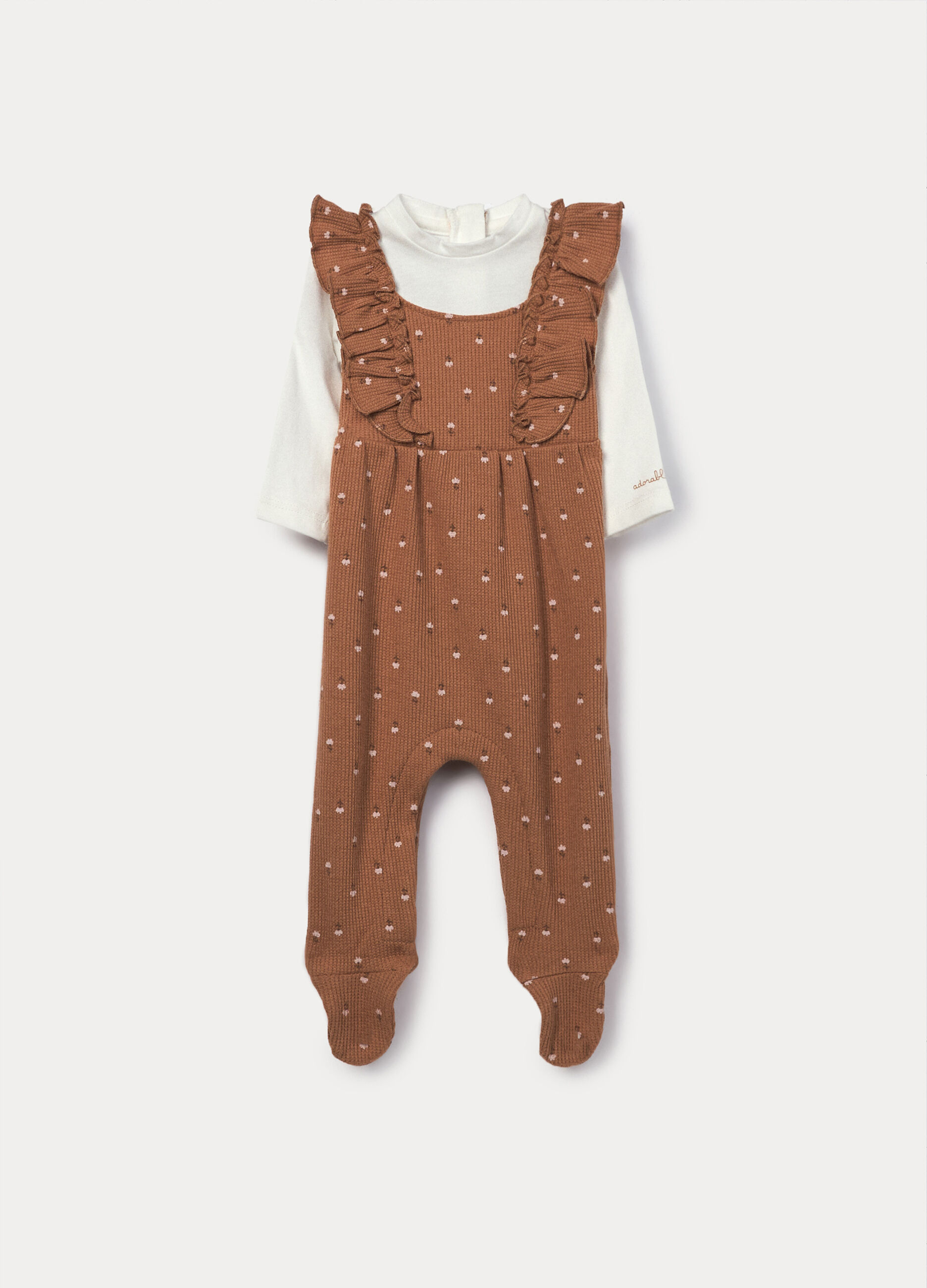 Tutina salopette con stampa neonata_0