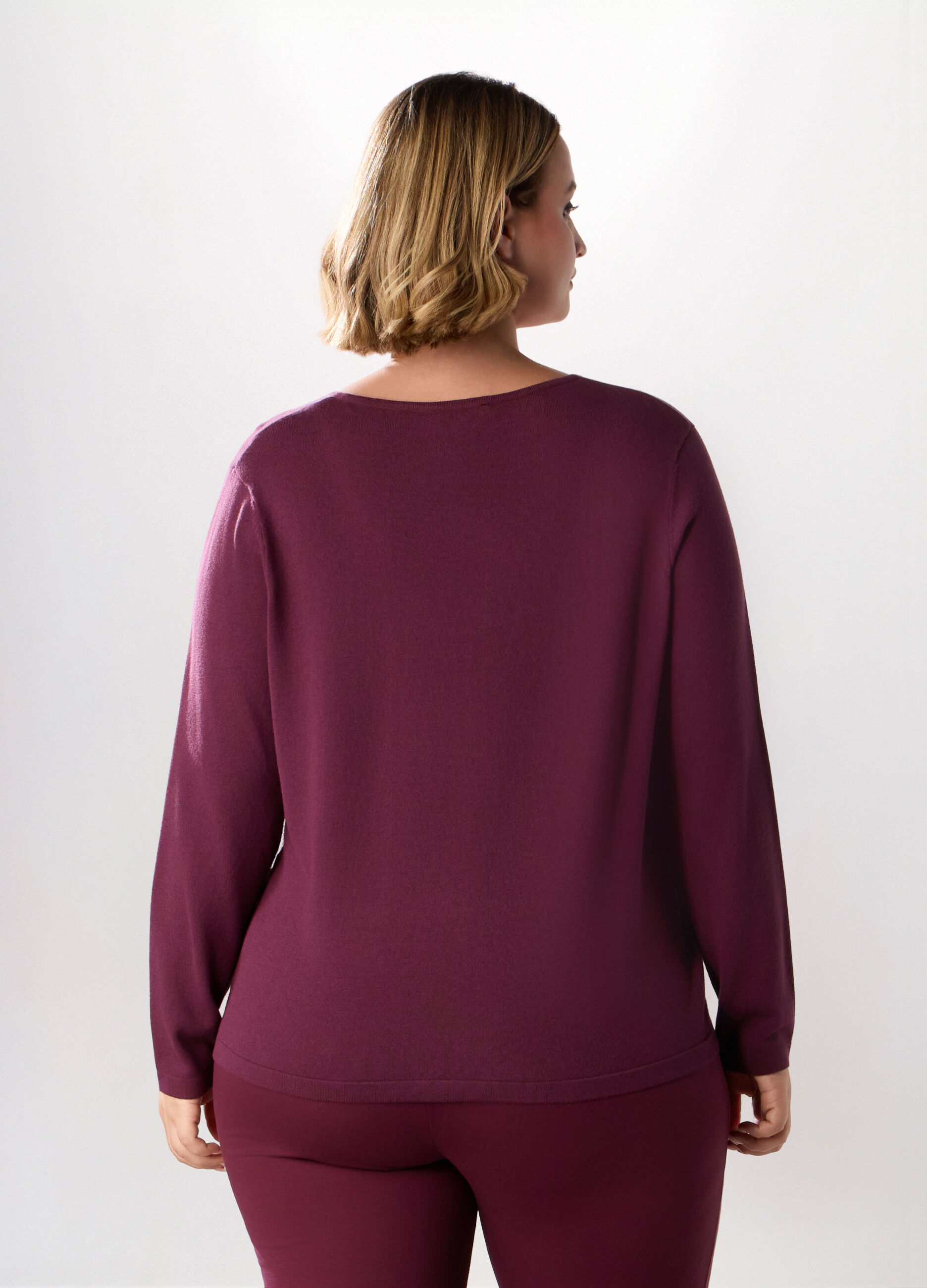 Pullover tricot tinta unita donna curvy_1