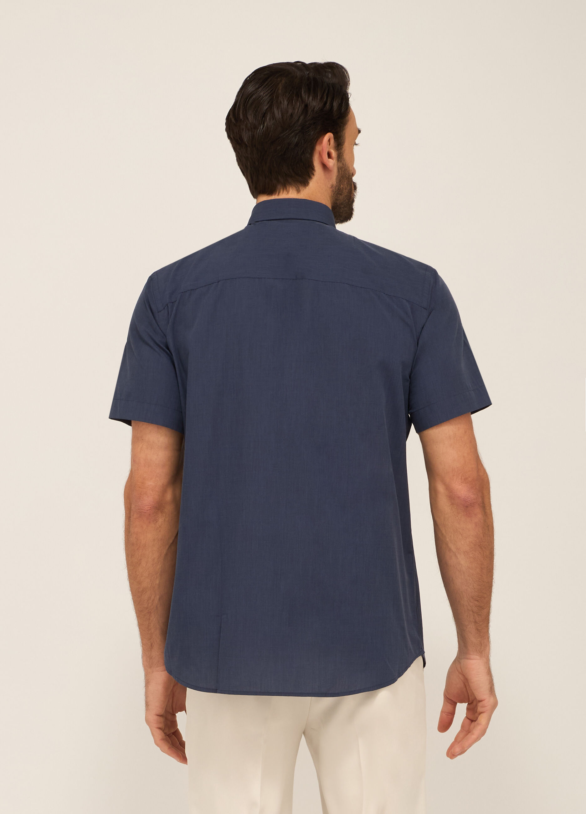 Camicia a maniche corte in misto cotone uomo_1