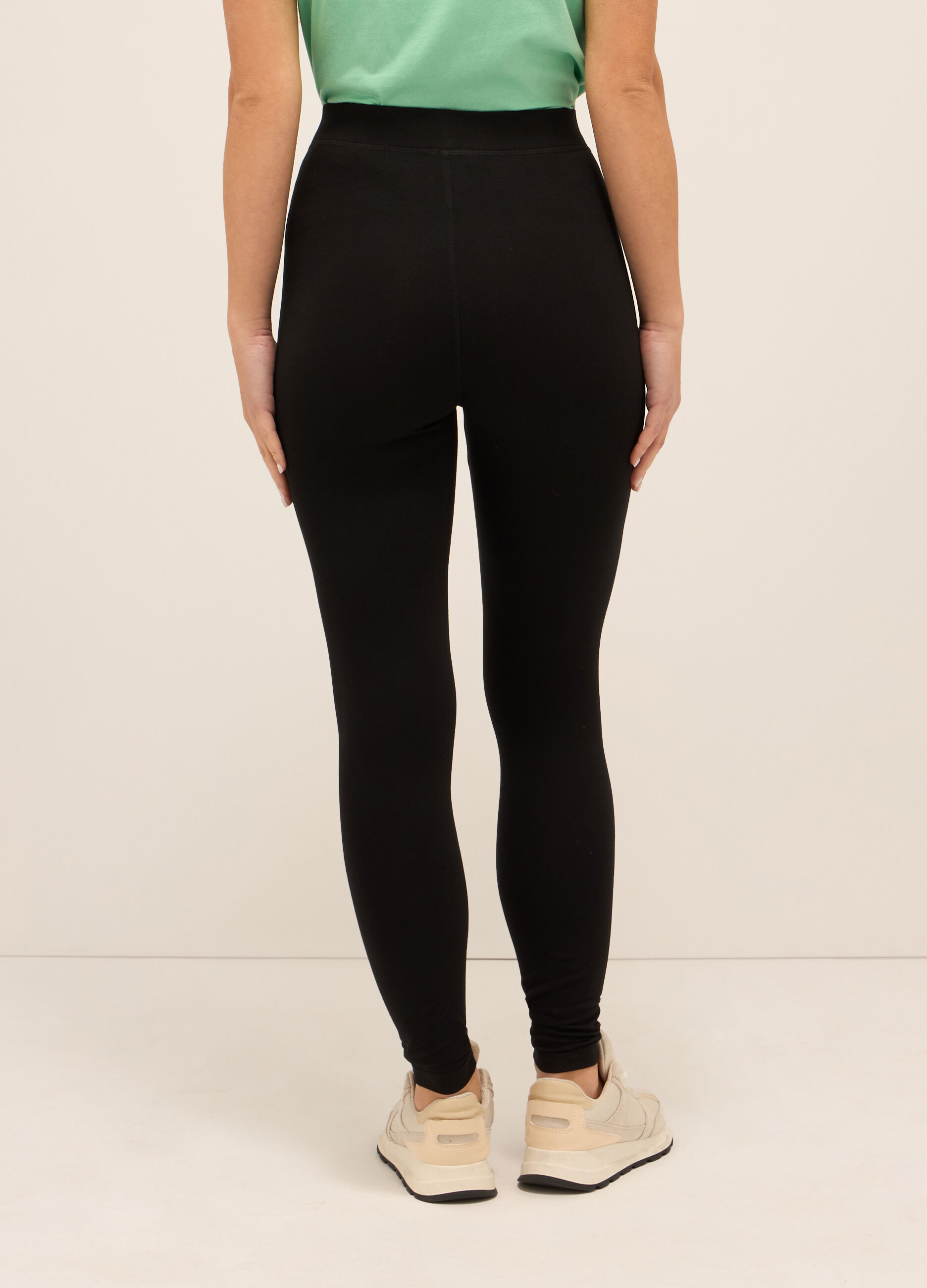 Leggings fitness in jersey di cotone stretch donna_1