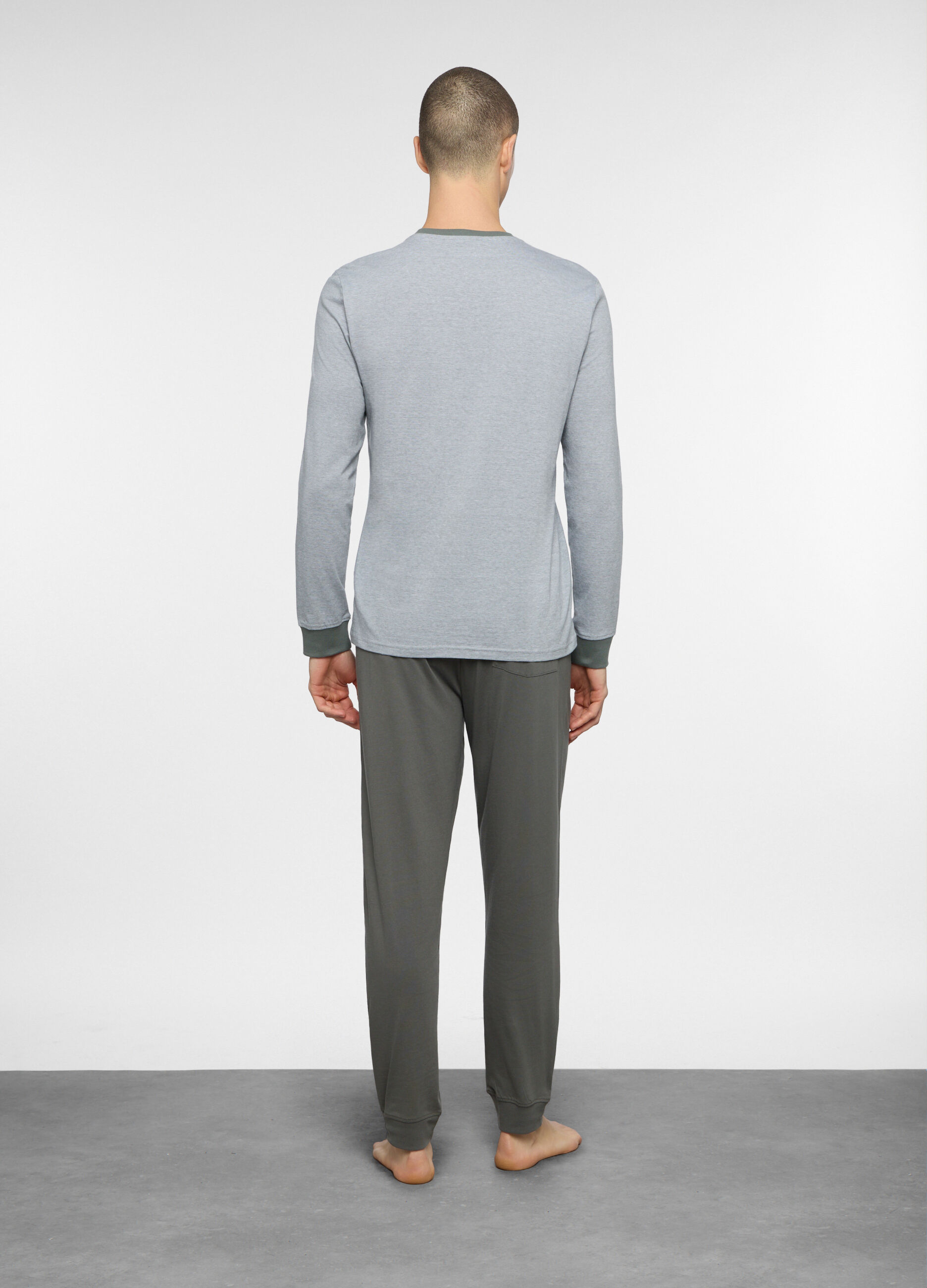 Pigiama lungo in jersey a righe uomo_1